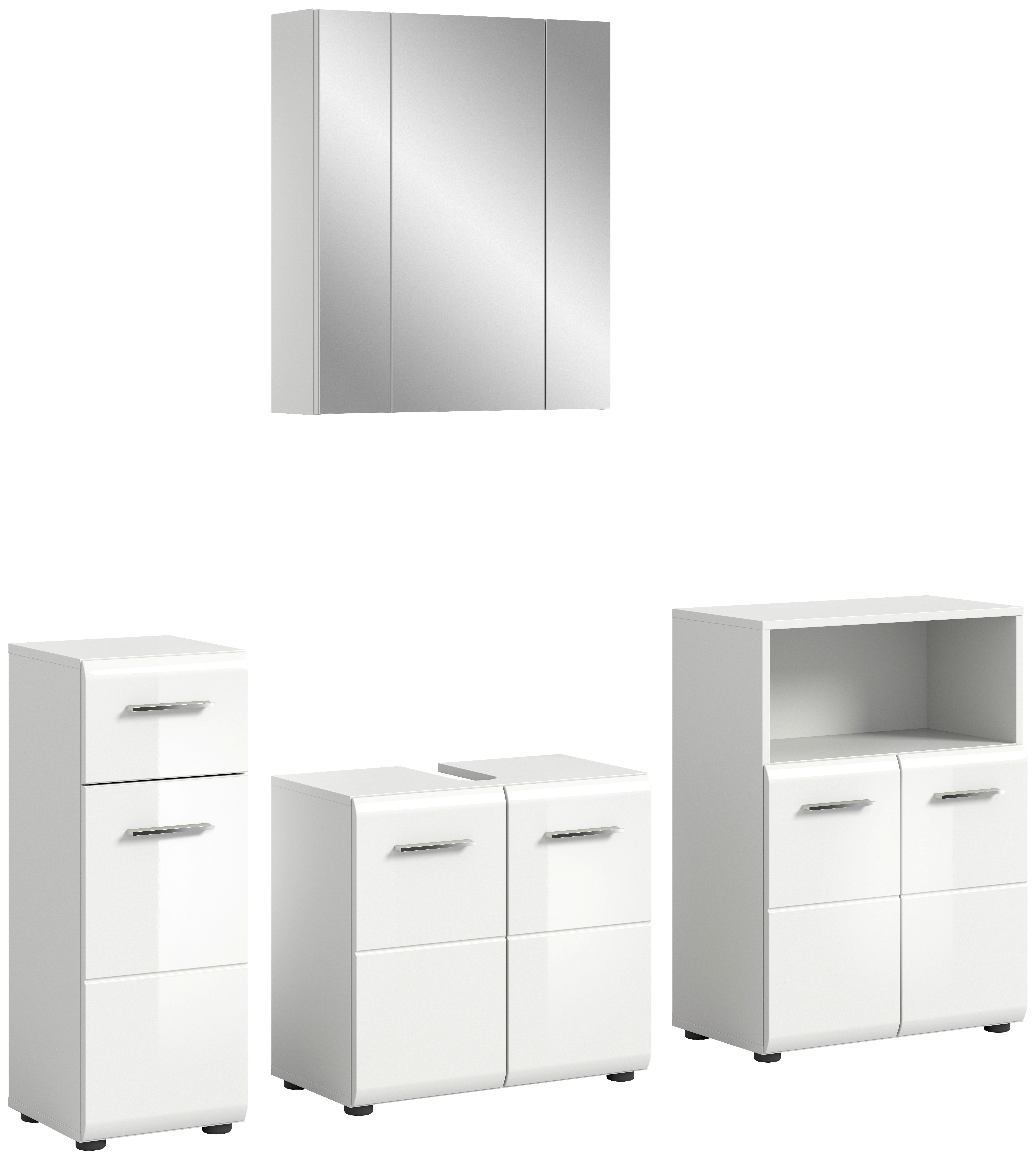 Kopalnica Ice, Bela - srebrne barve/črna, Moderno, umetna masa/leseni material (150cm) - MID.YOU
