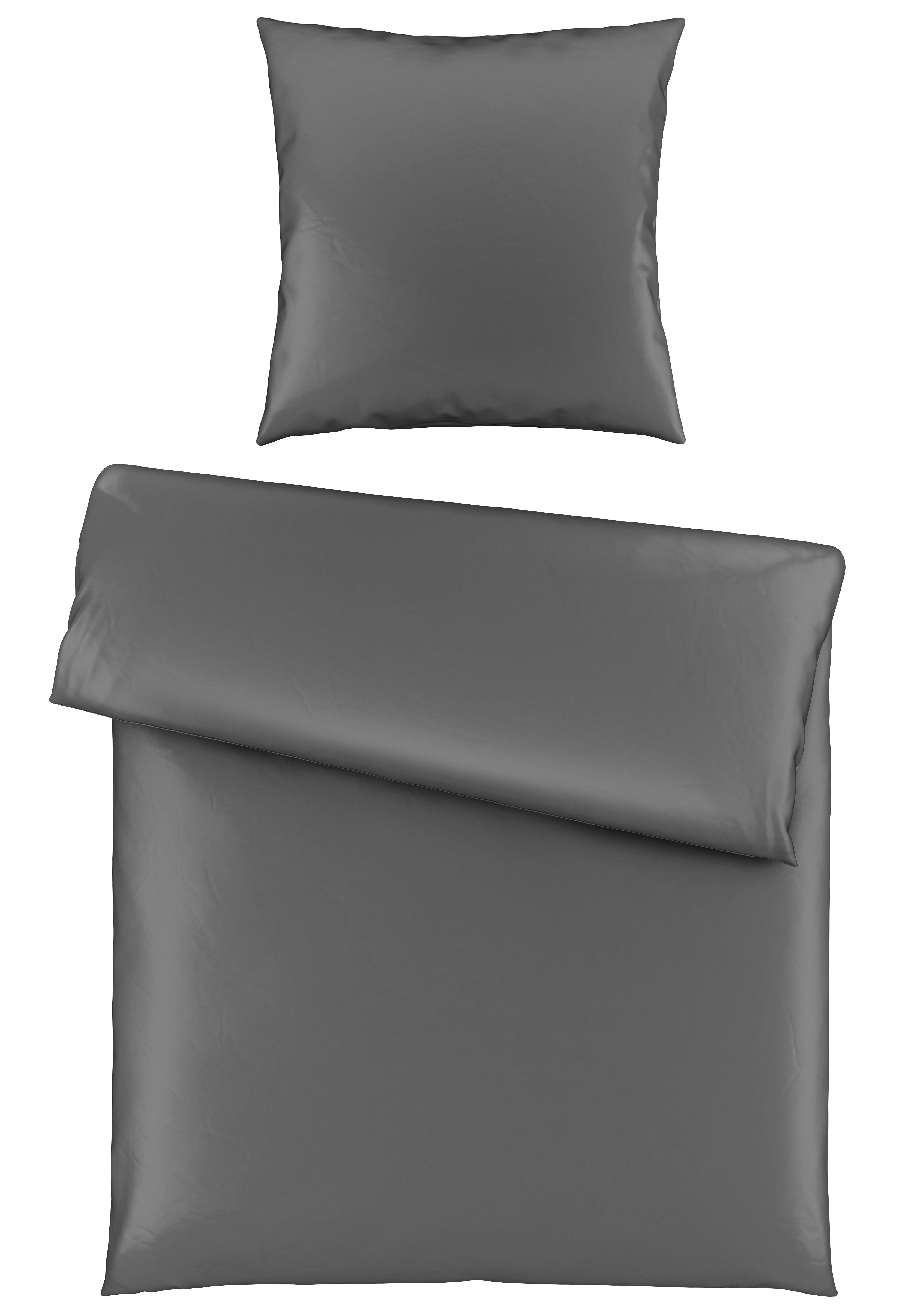 Bettwäsche Alex Uni ca. 135x200cm - Schieferfarben, MODERN, Textil (135/200cm) - Premium Living