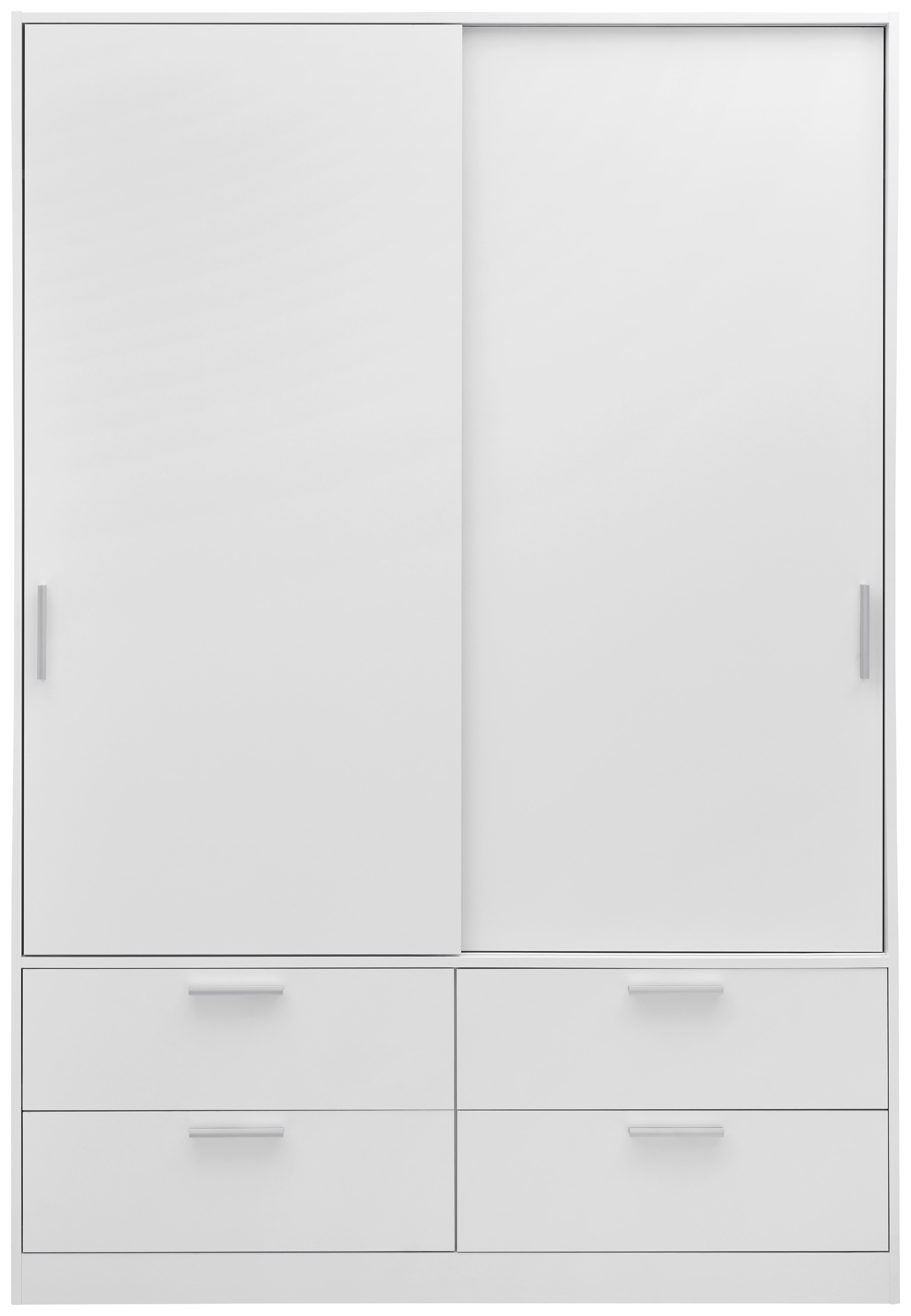 Omara Z Drsnimi Vrati Mika, Bela, Š. 140 Cm - barve kroma/bela, Konvencionalno, umetna masa/leseni material (140/205/60cm) - Mömax