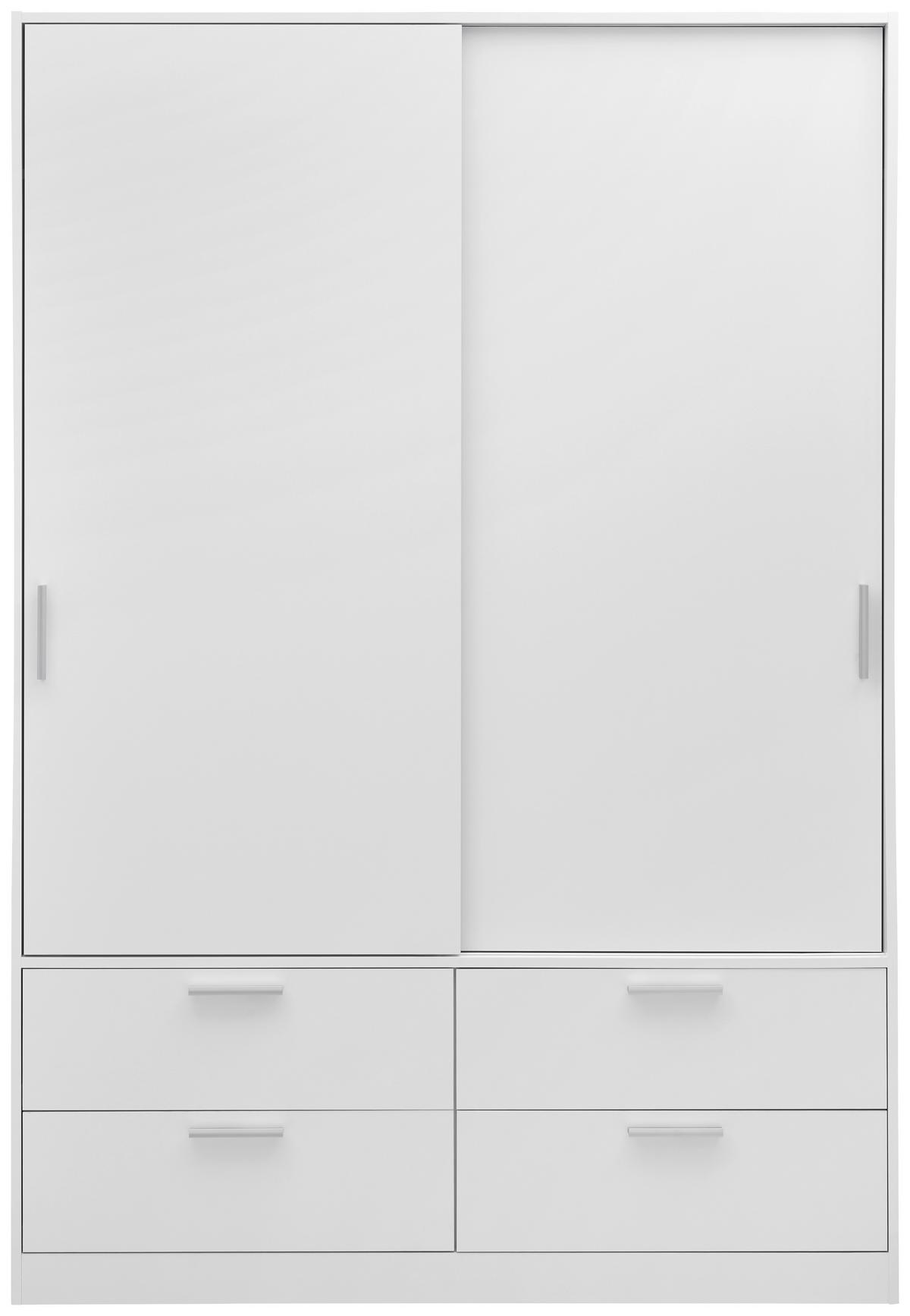Omara Z Drsnimi Vrati Mika, Bela, Š. 140 Cm - barve kroma/bela, Konvencionalno, umetna masa/leseni material (140/205/60cm) - Mömax