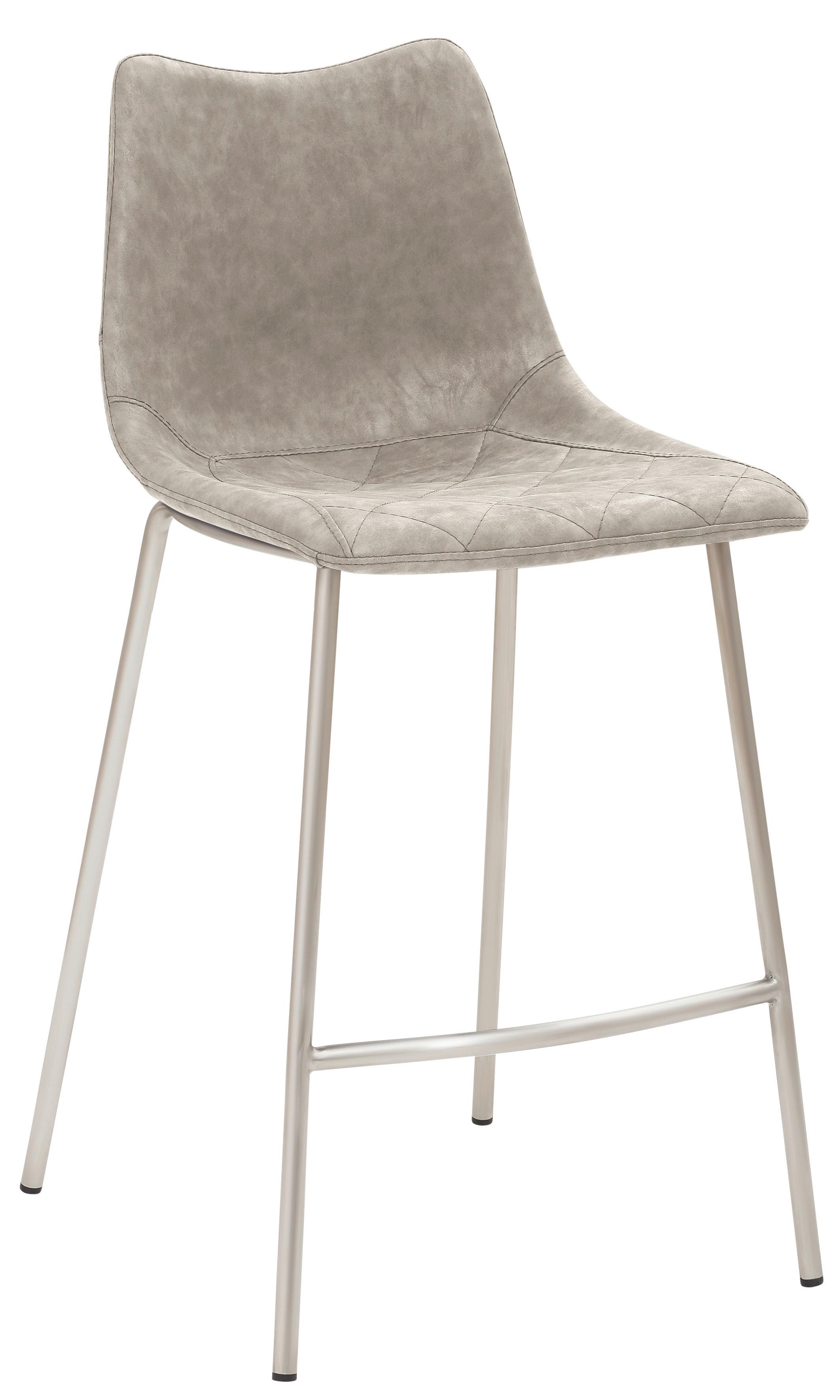 Barhocker My Solo ca. 49x100 cm Hellgrau - Edelstahlfarben/Hellgrau, KONVENTIONELL, Textil/Metall (49/99,5/55cm) - Livetastic