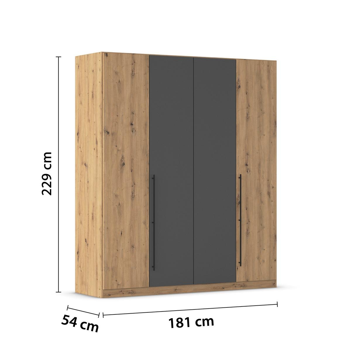 Șifonier Safari - stejar Artisan/gri, Konventionell, material pe bază de lemn (181/229/54cm)