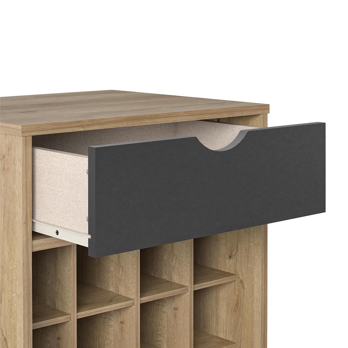 Weinregal Concord Braun ca. 51x80x45cm - Eichefarben/Schwarz, Design, Holzwerkstoff/Metall (51/80/45cm) - MID.YOU
