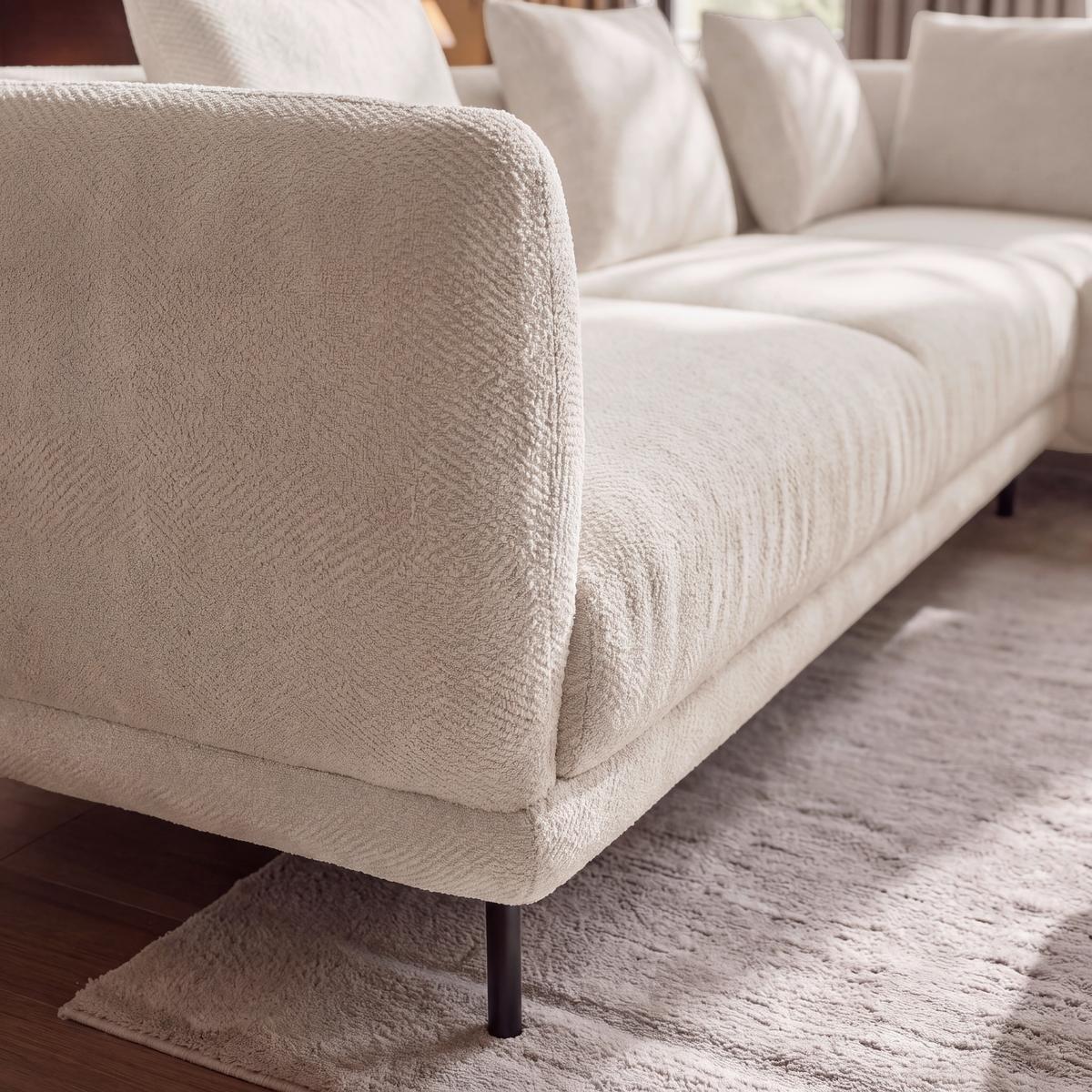 Wohnlandschaft Celina Webstoff Hellgrau - Hellgrau/Schwarz, MODERN, Holz/Textil (278/180cm) - Bessagi Home