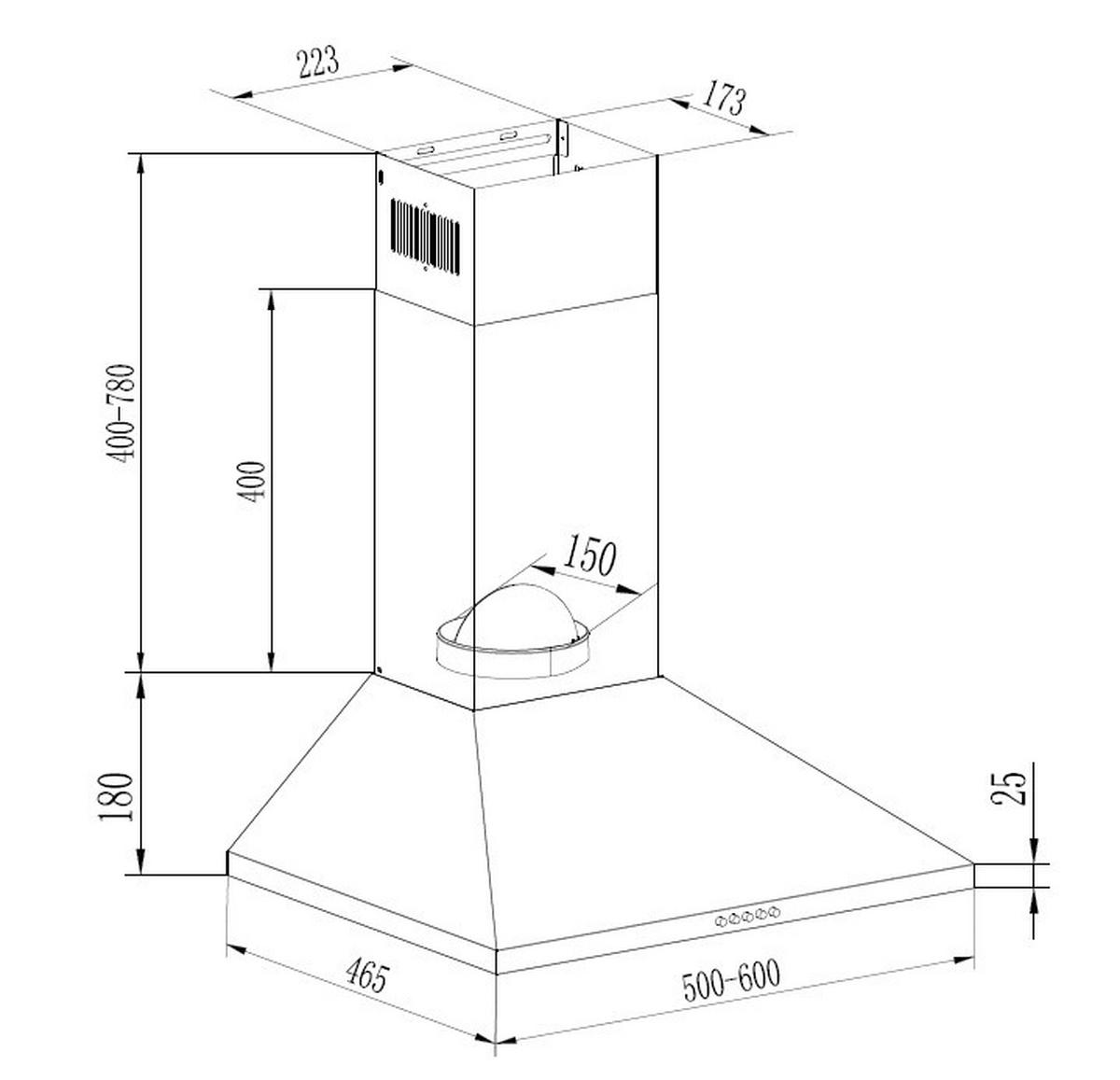 Kürtős Páraelszívó Evido Tricol 60b Chw6bb.1 - fekete, Konventionell (60cm)