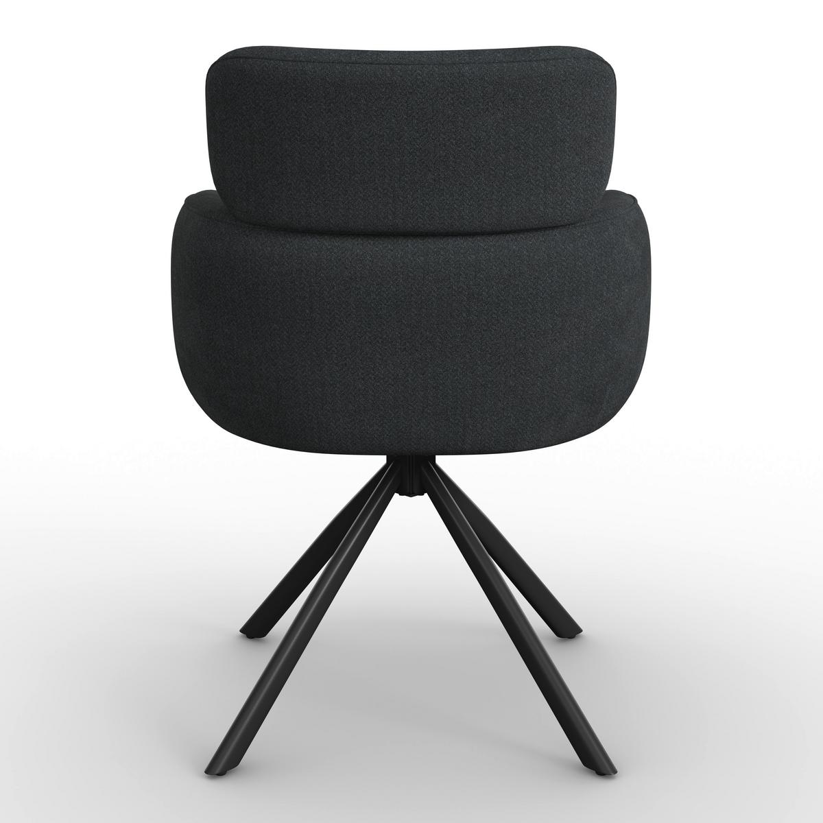 Armlehnstuhl Liora Schwarz Webstoff Drehbar Gepolstert - Schwarz, MODERN, Textil/Metall (58/84/61cm) - Bessagi Home