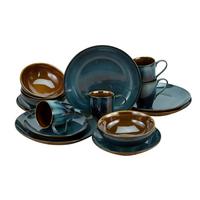 Kombinirani Servis Mallorca, 16-Delni - barve petroleja/rjava, Design, keramika - Creatable