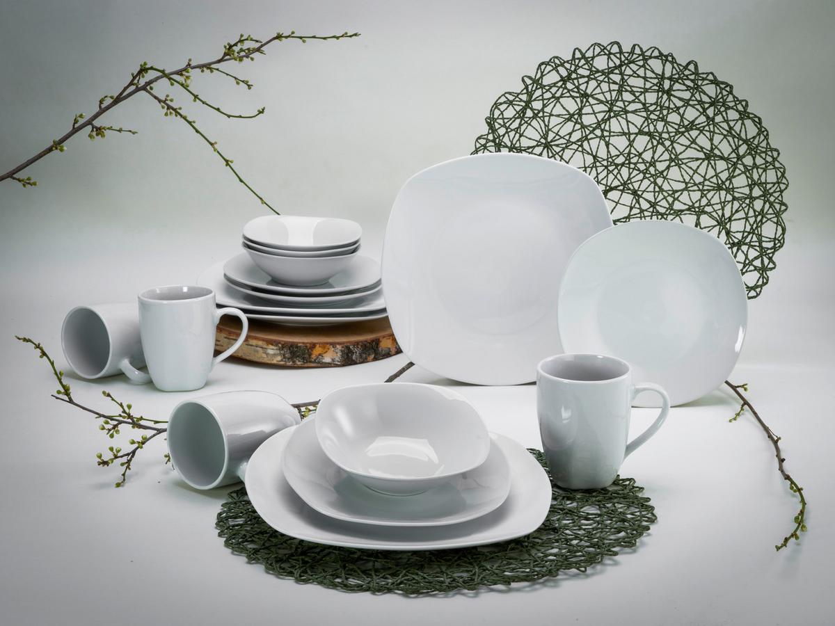 Kombinirani Servis Square, 16-Delni - bela, Basics, keramika - Creatable