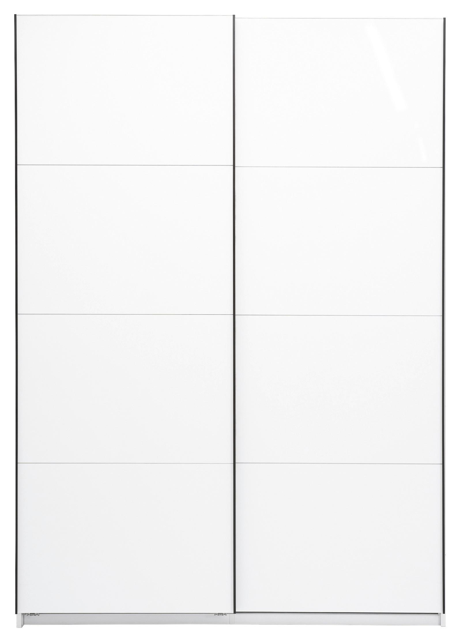 GARDEROB MED SKJUTDÖRRAR FAMILY -BASED- - vit/vit högglans, Modern, metall/trämaterial (150/212/62cm) - Based