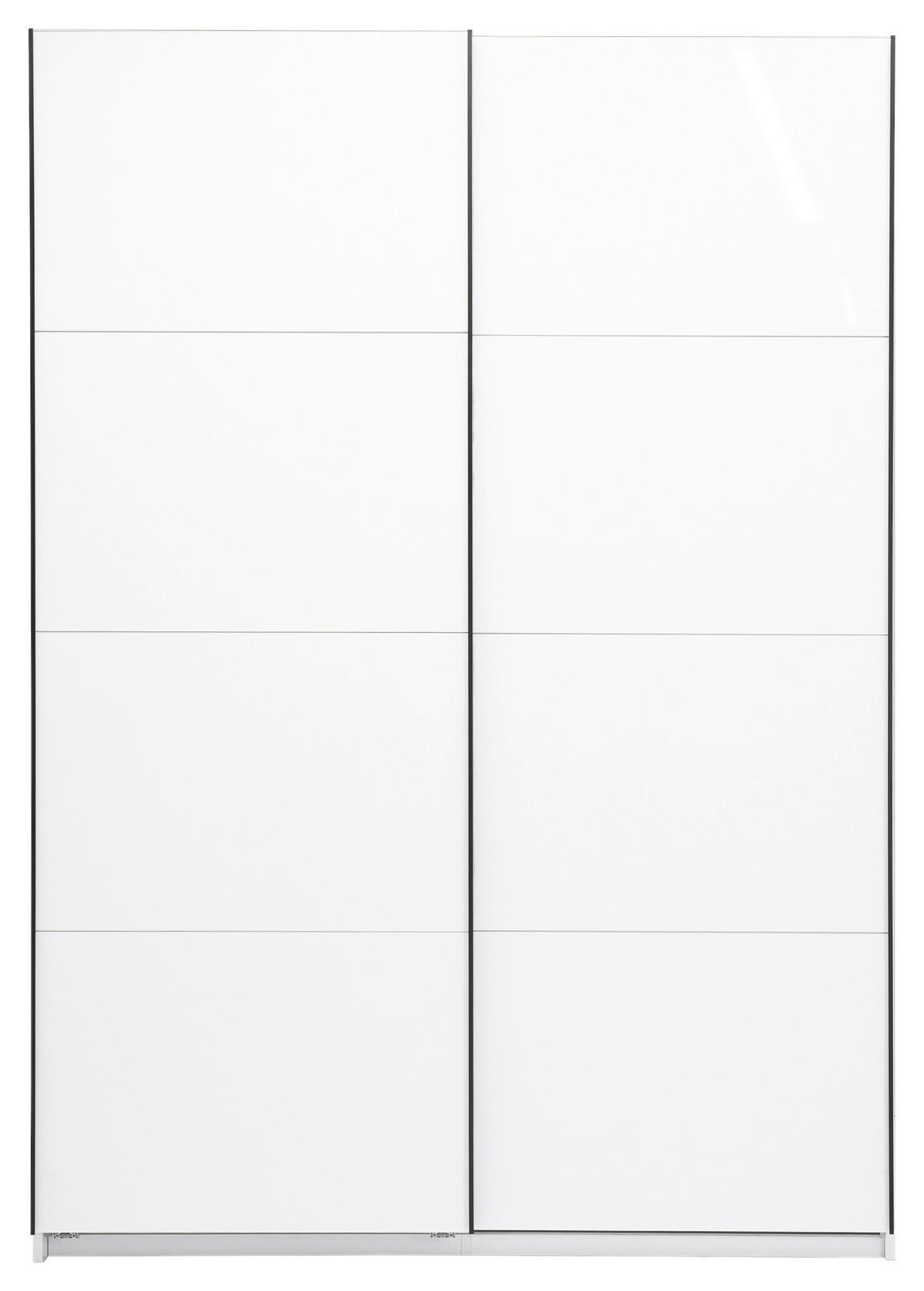 Schwebetürenschrank Family Weiß - Weiß Hochglanz/Schwarz, MODERN, Holzwerkstoff/Metall (150/212/62cm) - Mömax
