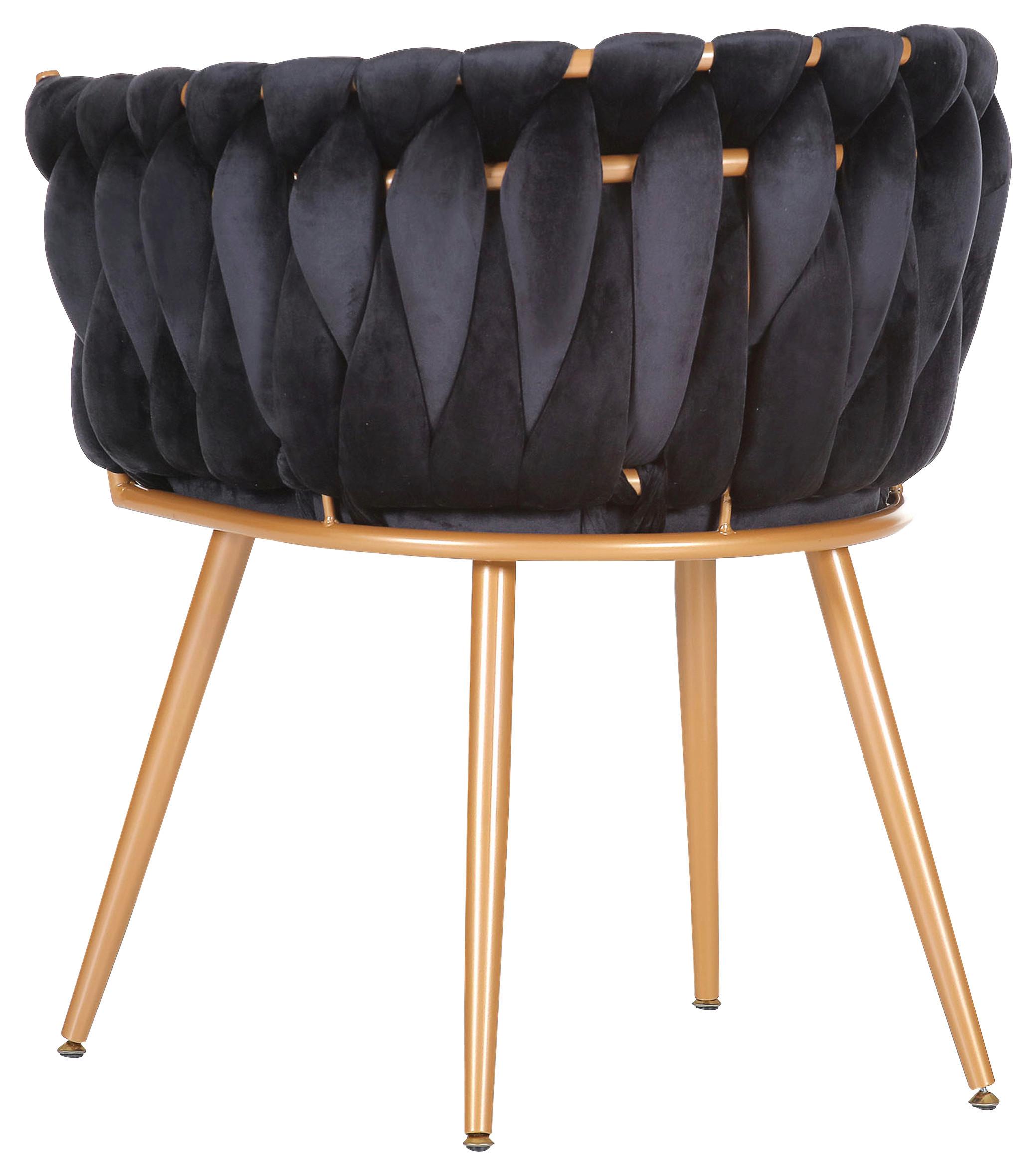 Armlehnstuhl Weavy in Schwarz/Gold - Goldfarben/Schwarz, Design, Textil/Metall (60/78/55cm) - Mömax