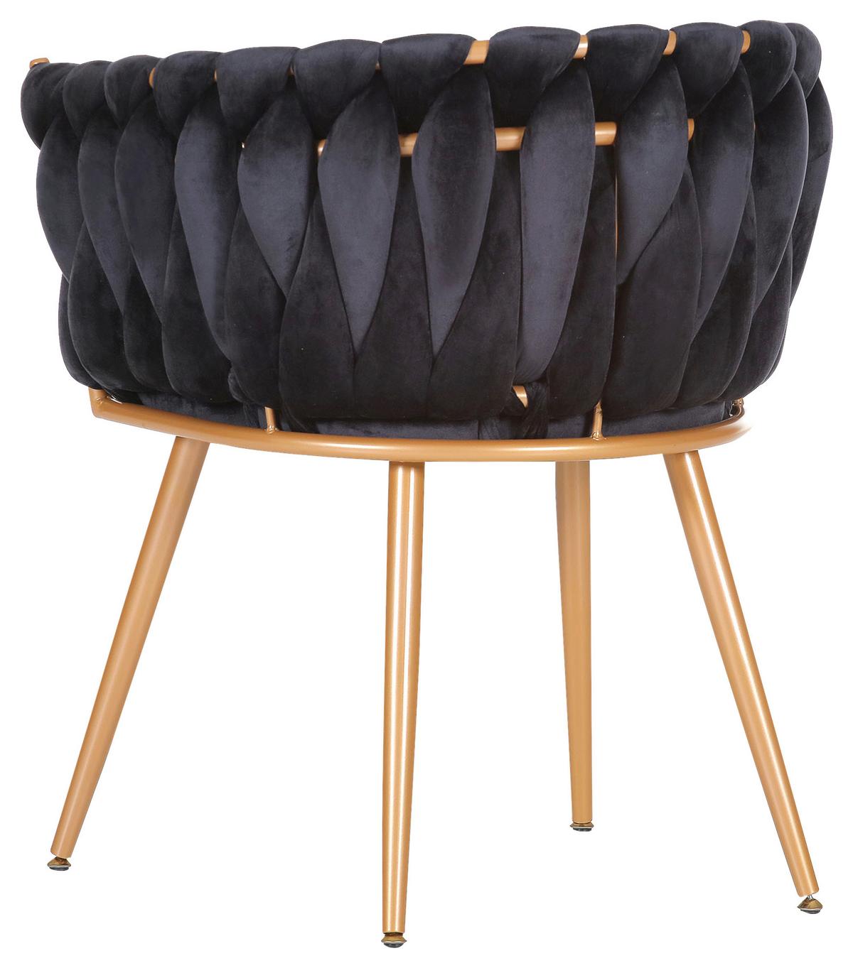 Armlehnstuhl Weavy in Schwarz/Gold - Goldfarben/Schwarz, Design, Textil/Metall (60/78/55cm) - Mömax
