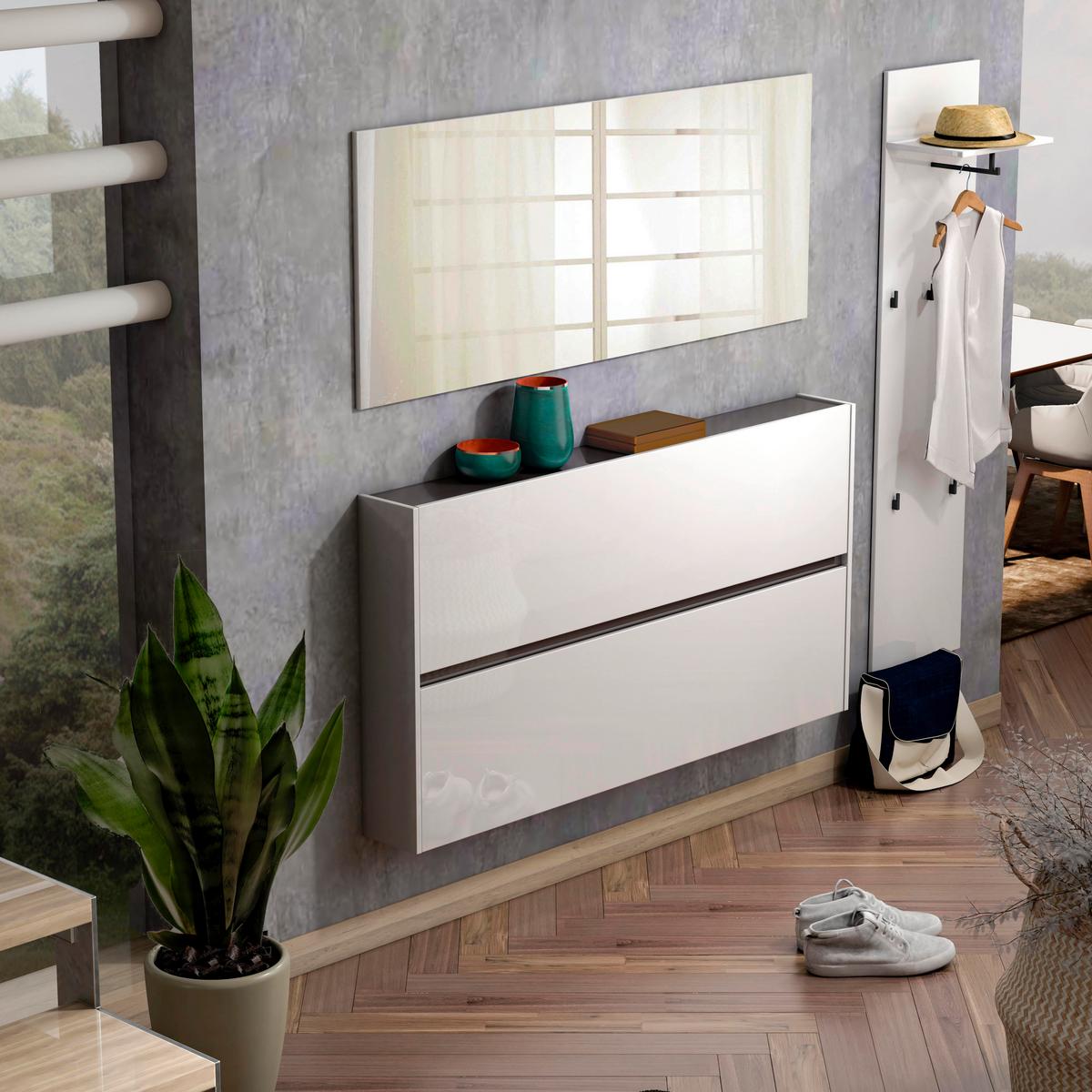 LUSTRO ŚCIENNE EASY - biały, Design, materiał drewnopochodny/szkło (160/65/2cm) - home24