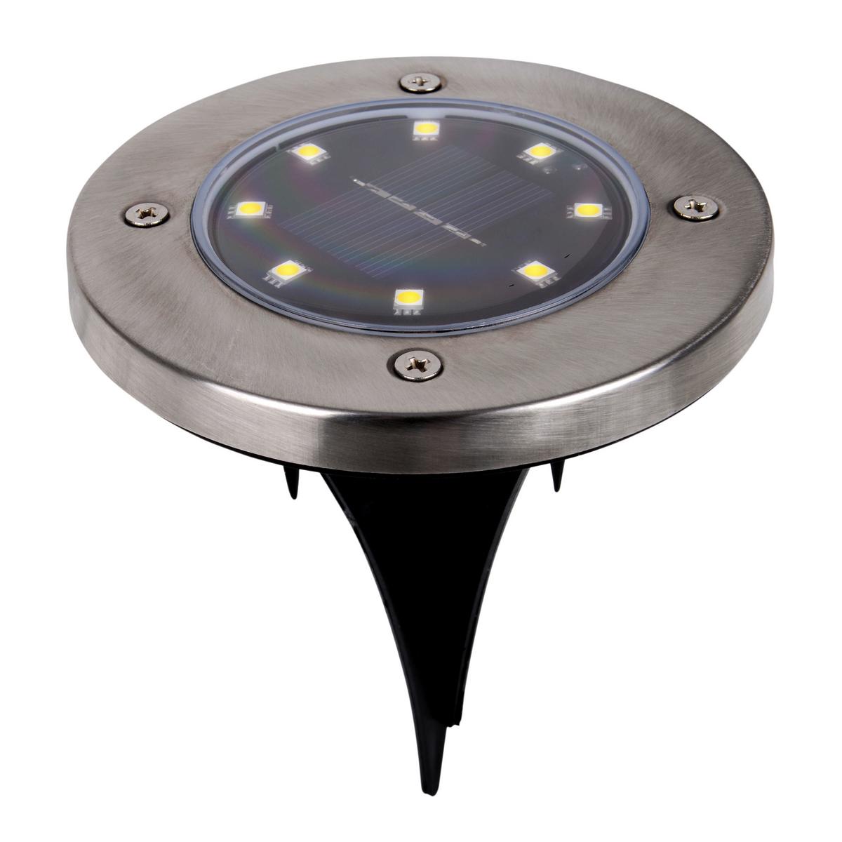 Solarleuchtenset Boden-Erdspieß, 6-teilig - Edelstahlfarben, Basics, Kunststoff/Metall (11,5/11,5/14cm) - Näve