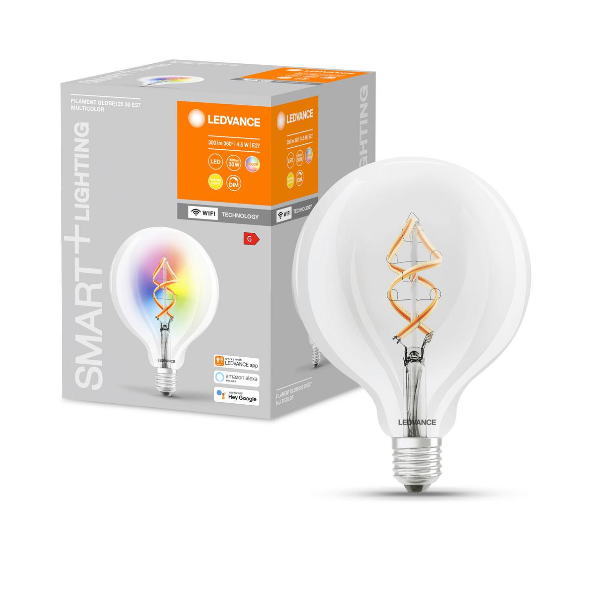 ŻARÓWKA LED SMART WIFI G60D - przejrzysty, Basics, szkło (12,4/16,8cm) - Ledvance