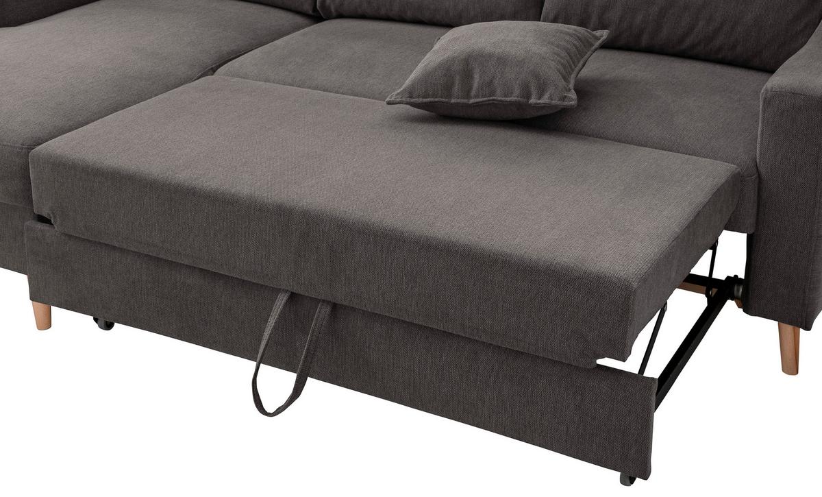 Wohnlandschaft Valentina Anthrazit Struktur - Anthrazit/Naturfarben, KONVENTIONELL, Holz/Textil (150/228cm) - P & B