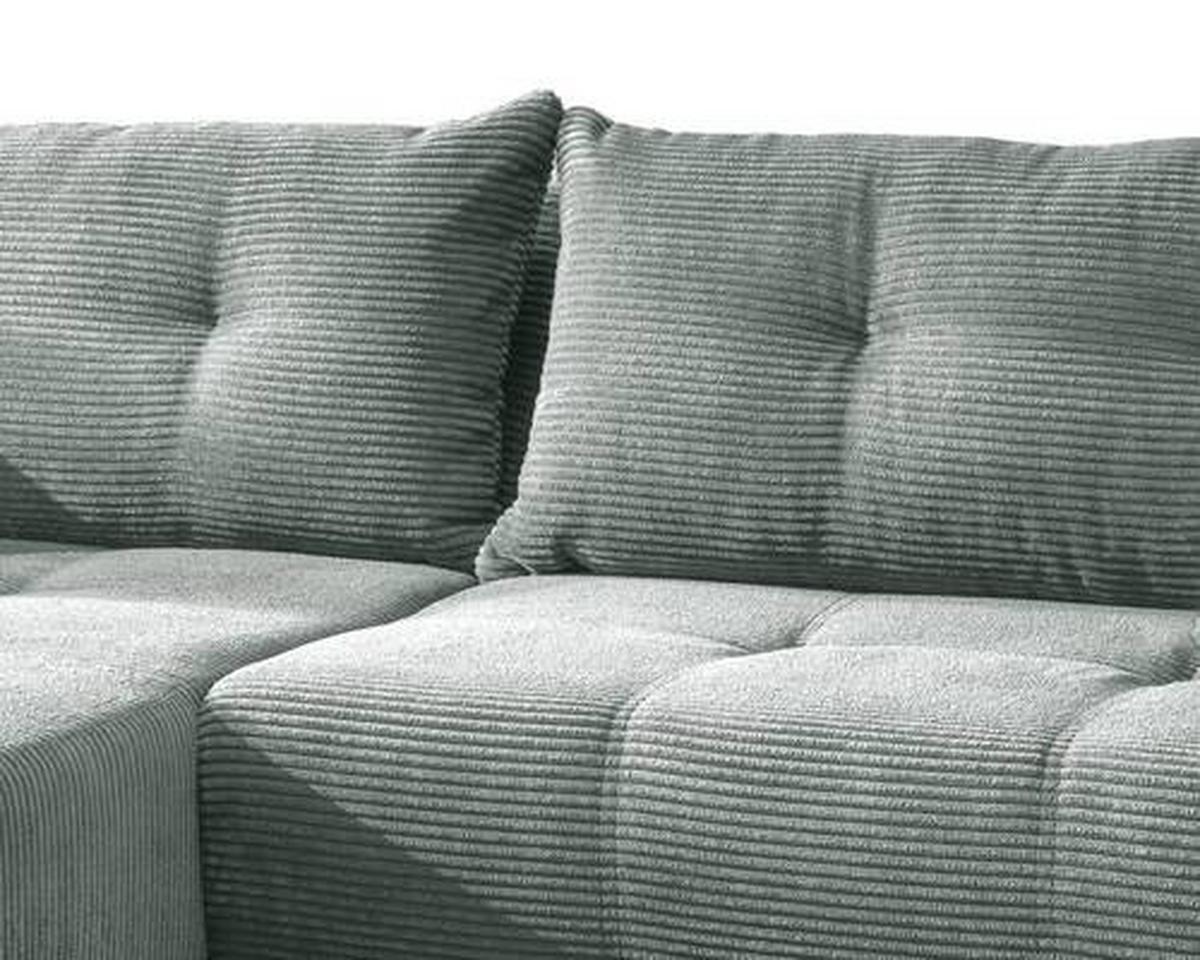 Wohnlandschaft Restato Hellblau Cord - Schwarz/Hellblau, MODERN, Holz/Textil (177/246cm) - MID.YOU