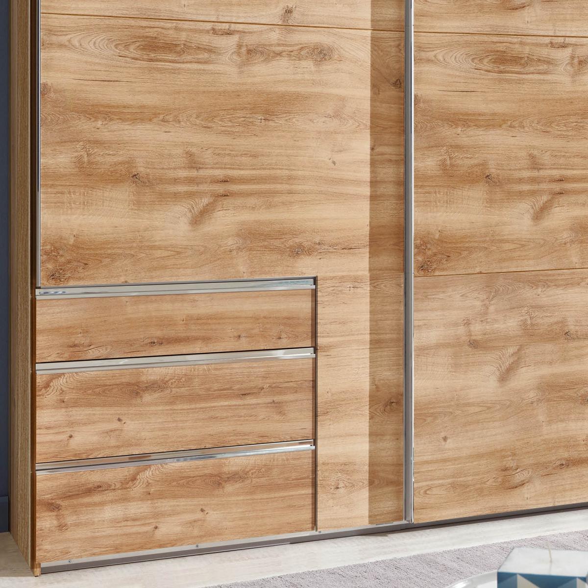 Ormar S Kliznim Vratima Level 36a - boje hrasta/boje kroma, Moderno, drvni materijal/metal (250/216/65cm) - Modern Living