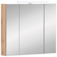 Omara Z Ogledalom Barva Hrasta, Osvetlitev - barve niklja/barve hrasta, Moderno, kovina/steklo (80/71-75/16cm) - Stylife