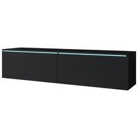 TV-Lowboard mit LED ca. 140x30 cm Schwarz - Schwarz/Graphitfarben, Basics, Holzwerkstoff/Kunststoff (140/30/33cm) - P & B