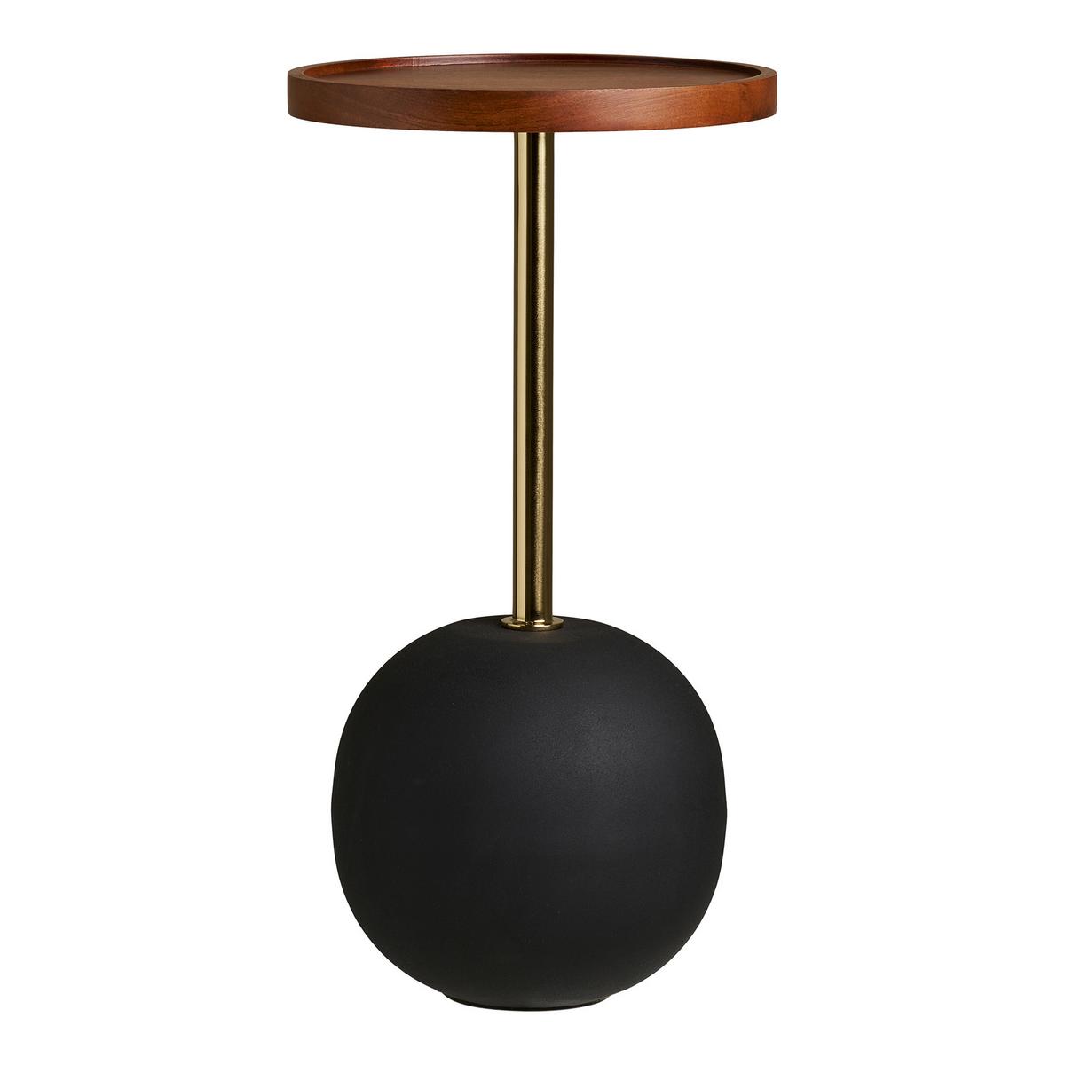Beistelltisch Sirone Echtholz/Schwarz - Schwarz/Braun, Design, Holz/Metall (30/30/56cm) - MID.YOU