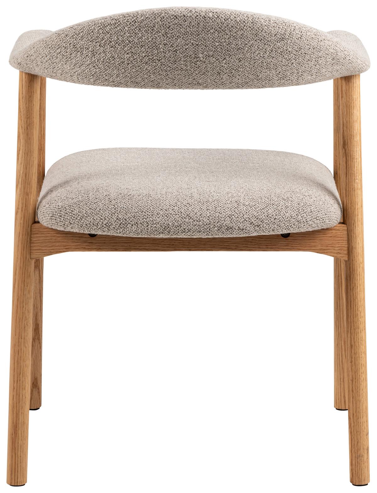 KRZESŁO Z PODŁOKIETNIKAMI ADDI - kolor dębowy/greige, Trend, tkanina/drewno (56/75,5/54cm) - MID.YOU