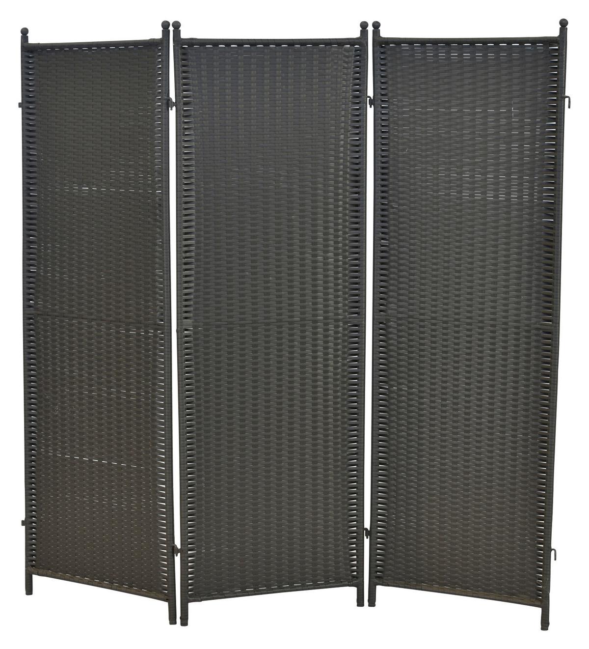 Paravent mit 3 Flügel ca. 183x183 cm Grau - Grau, MODERN, Kunststoff/Metall (183/183cm) - Gardenson