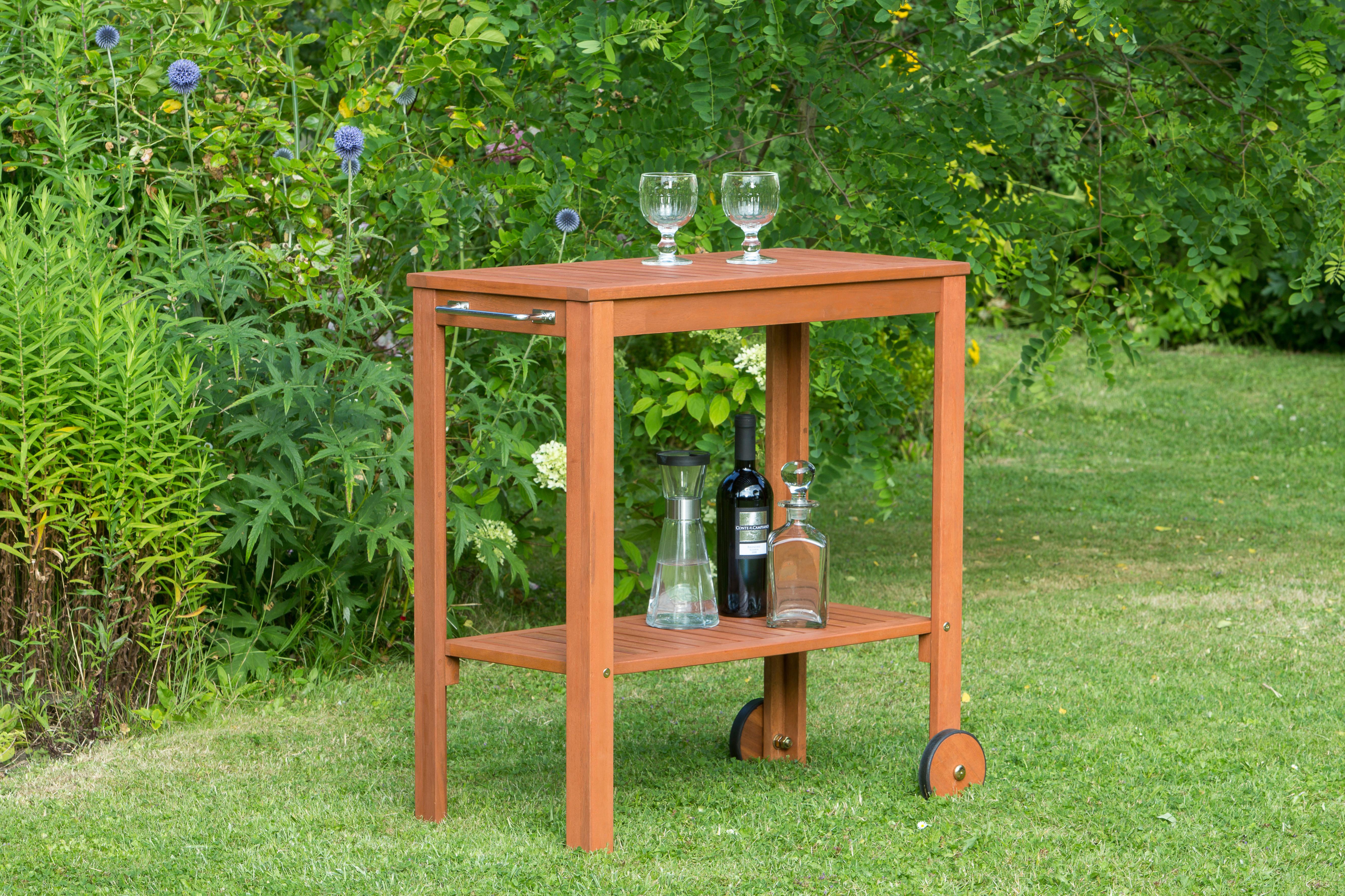 Servirni Voziček Tom, Masivno - naravne barve, Konvencionalno, les (45/85/84cm) - Gardenson