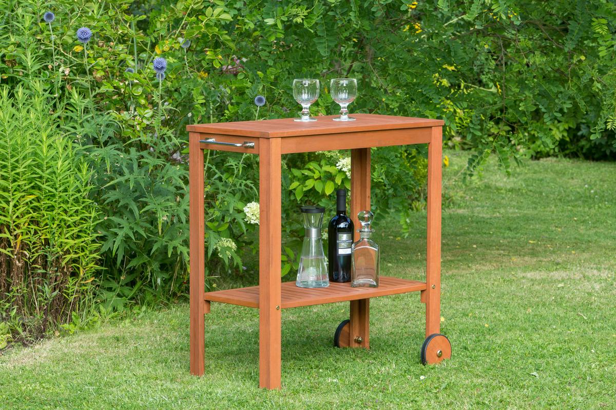 Barwagen aus Eukalyptus, natur - Naturfarben, KONVENTIONELL, Holz (45/85/84cm) - Gardenson