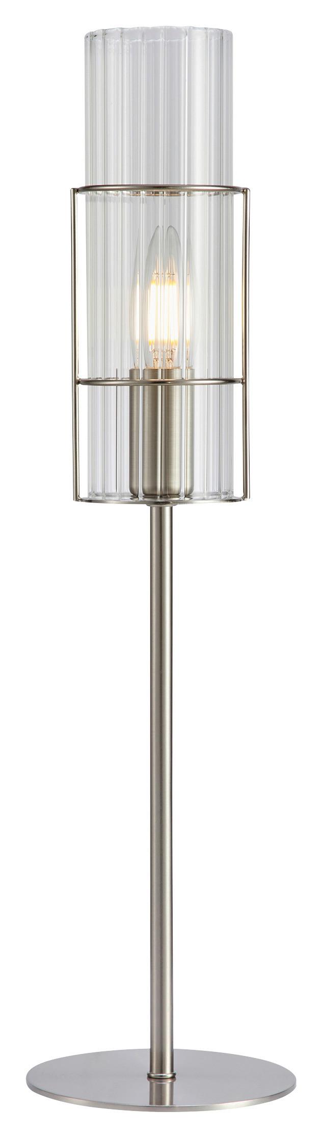 Tischleuchte Tubo Table Silberfarben max. 40 Watt - Transparent/Silberfarben, Basics, Glas/Metall (13/13/50cm) - Markslöjd