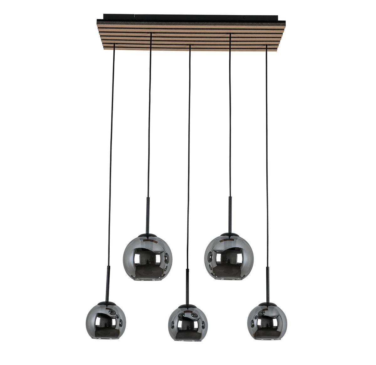 Hängeleuchte Panela Schwarz/Eichefarben max.25Watt - Chromfarben/Eichefarben, Modern, Glas/Holzwerkstoff (75/28,5/120cm) - Mömax