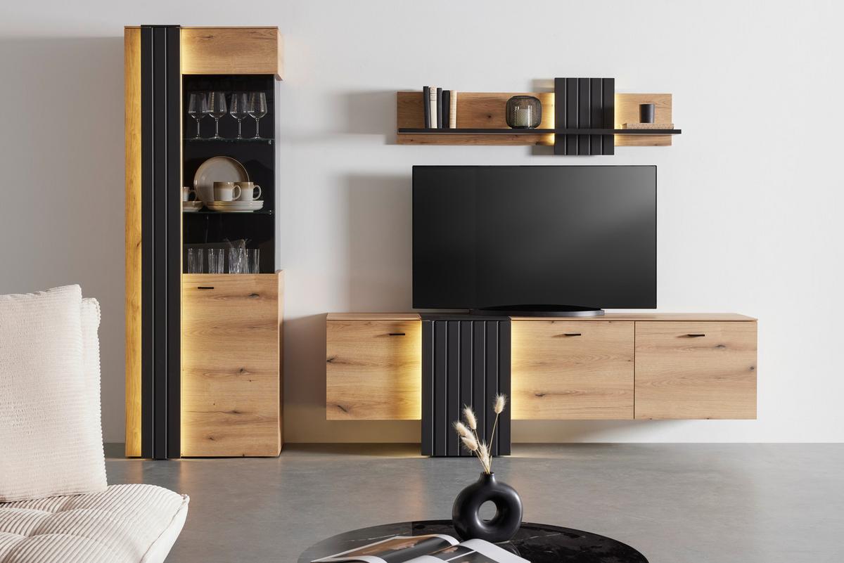 TV-Element in Eiche/Grau - Modern, Holzwerkstoff/Kunststoff (207,8/66/44,8cm) - Mömax