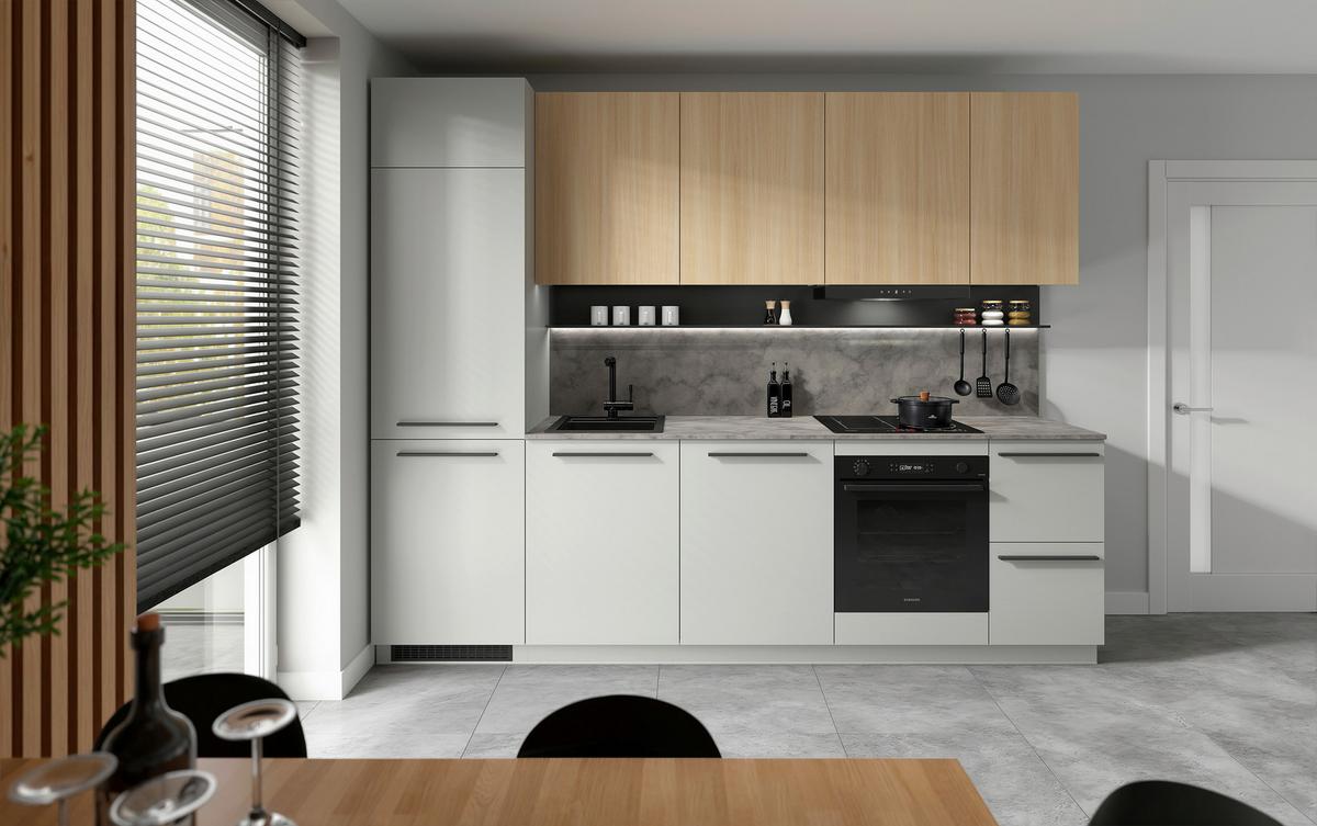 Küchenblock Milino o. Geräte Eichefarben - Eichefarben/Graphitfarben, Basics, Holzwerkstoff/Kunststoff (285cm) - Visiona