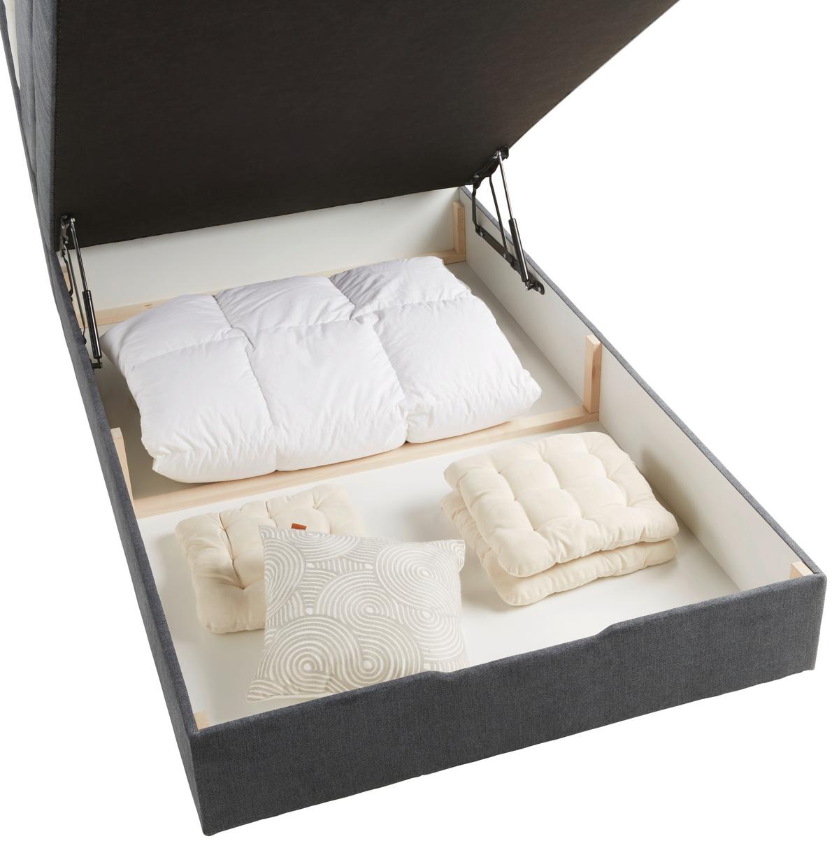 Boxspringbett Runner in Grau ca. 90x200cm - Edelstahlfarben/Schwarz, Holz/Kunststoff (90/200cm) - Mömax