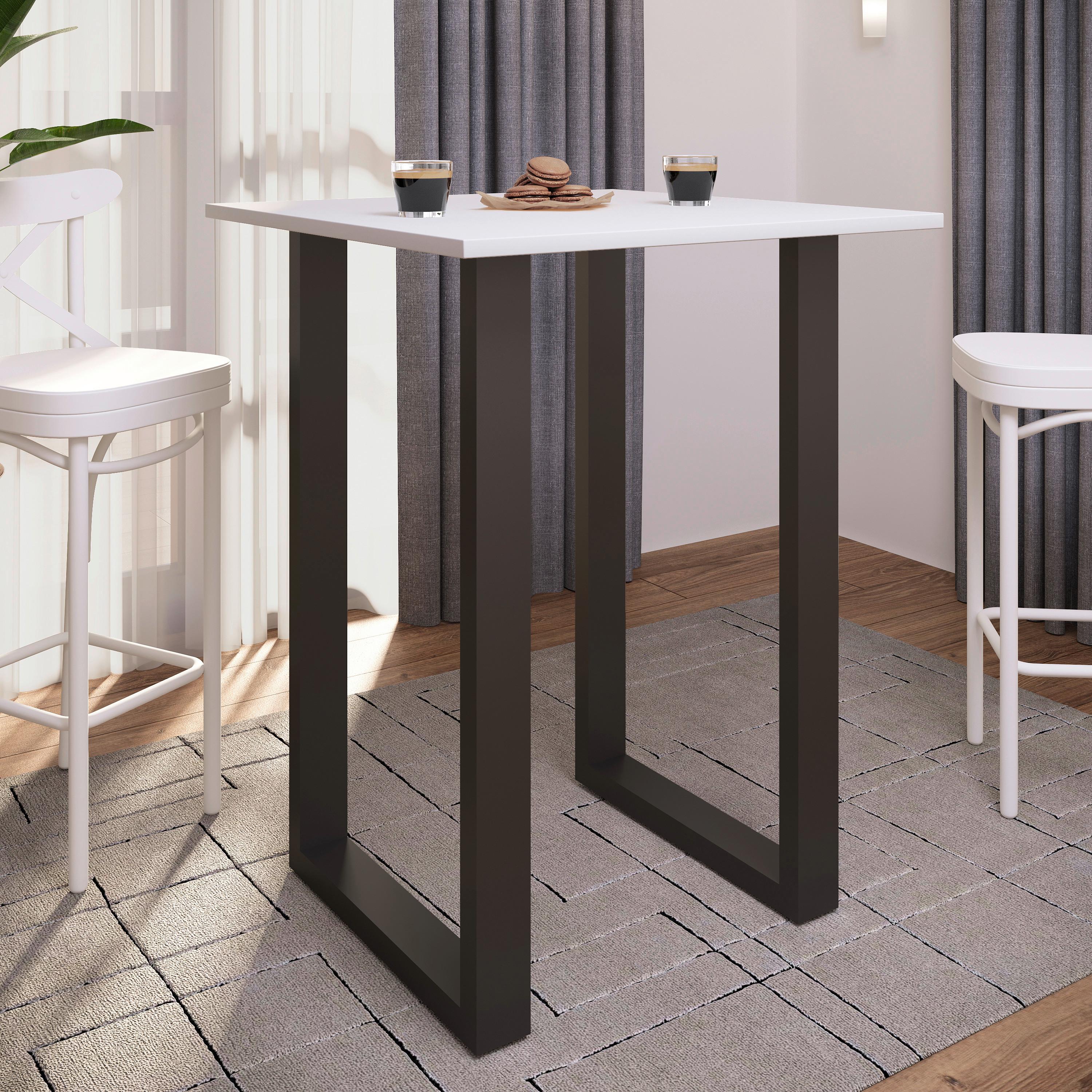 TABLE DE BAR XONA B 80X50 - Weiss/Schwarz, Konventionell, Holzwerkstoff/Metall (80/102/50cm)