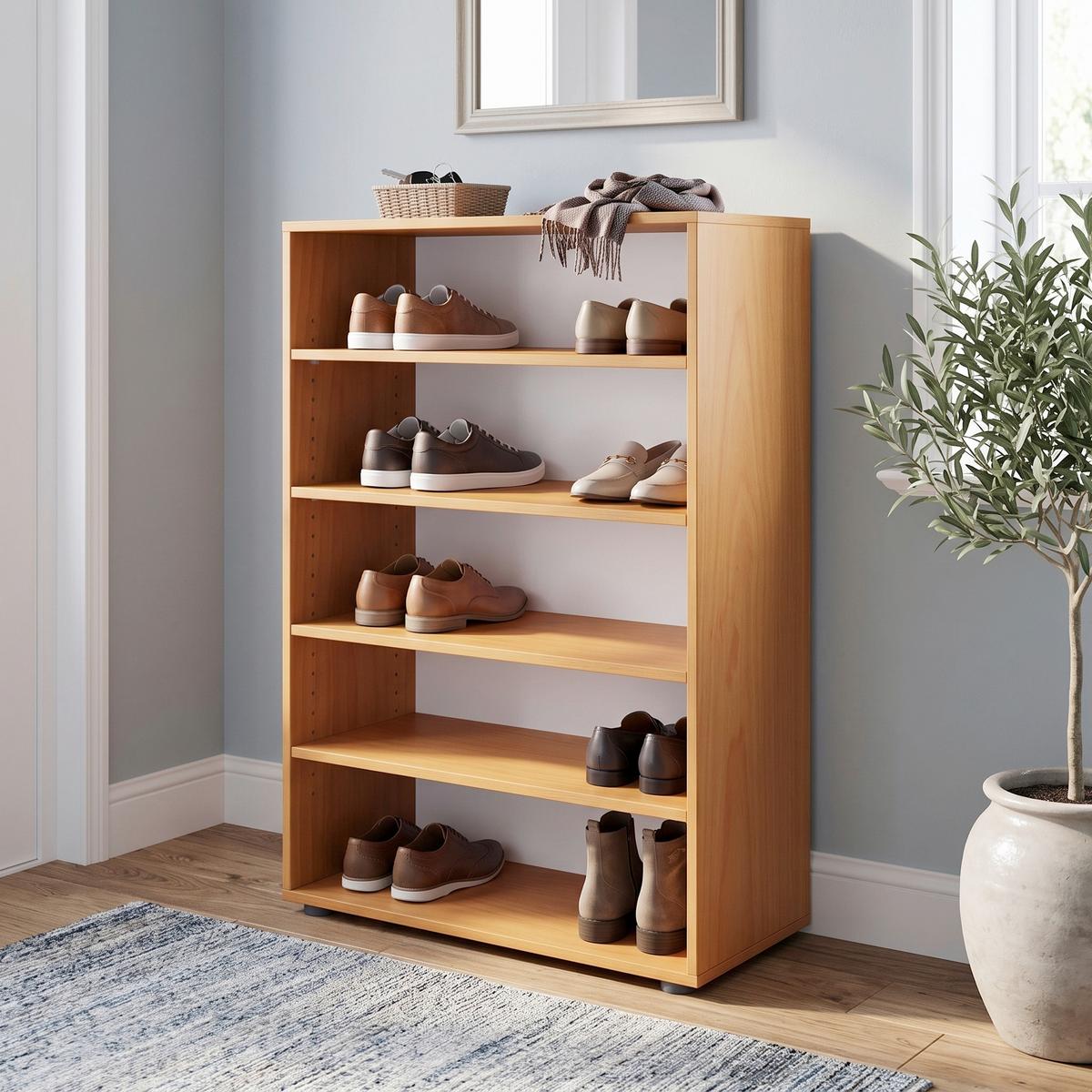 Schuhregal Lona XL ca.70x110x37cm Buchefarben - Buchefarben/Schwarz, KONVENTIONELL, Holzwerkstoff/Kunststoff (70/110/37cm) - MID.YOU