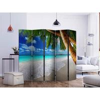 Paravan Tropical Island I, 5-Delni, Akustičen - svetlo modra/zelena, Basics, umetna masa/tekstil (225/172/3cm) - artgeist