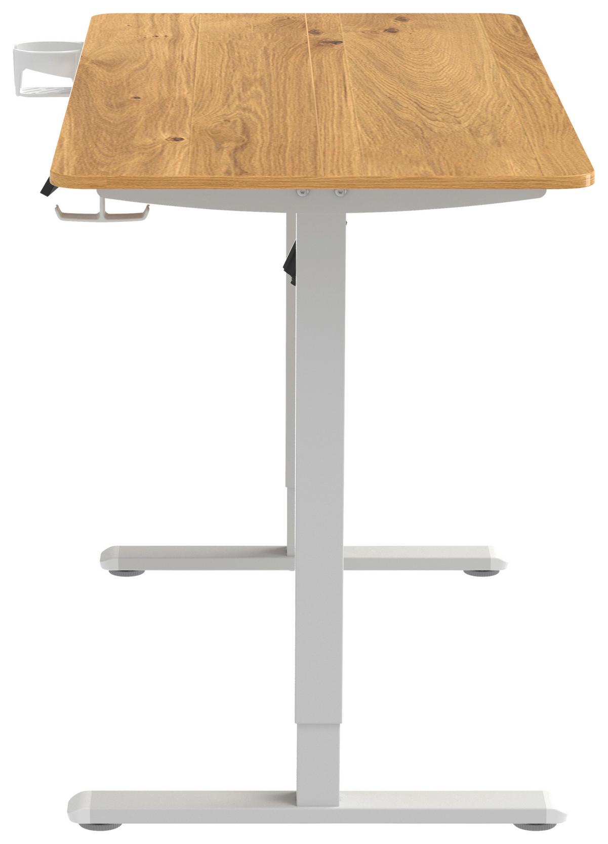 BIURKO PIKA - dąb deskowy/biały, Modern, materiał drewnopochodny/tworzywo sztuczne (120/60/70-115cm) - Livetastic
