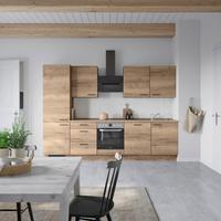 Küchenblock Structura High m. Geräten Eiche dunkel - Eiche dunkel/Schwarz, MODERN, Holzwerkstoff/Metall (300cm) - Nobilia