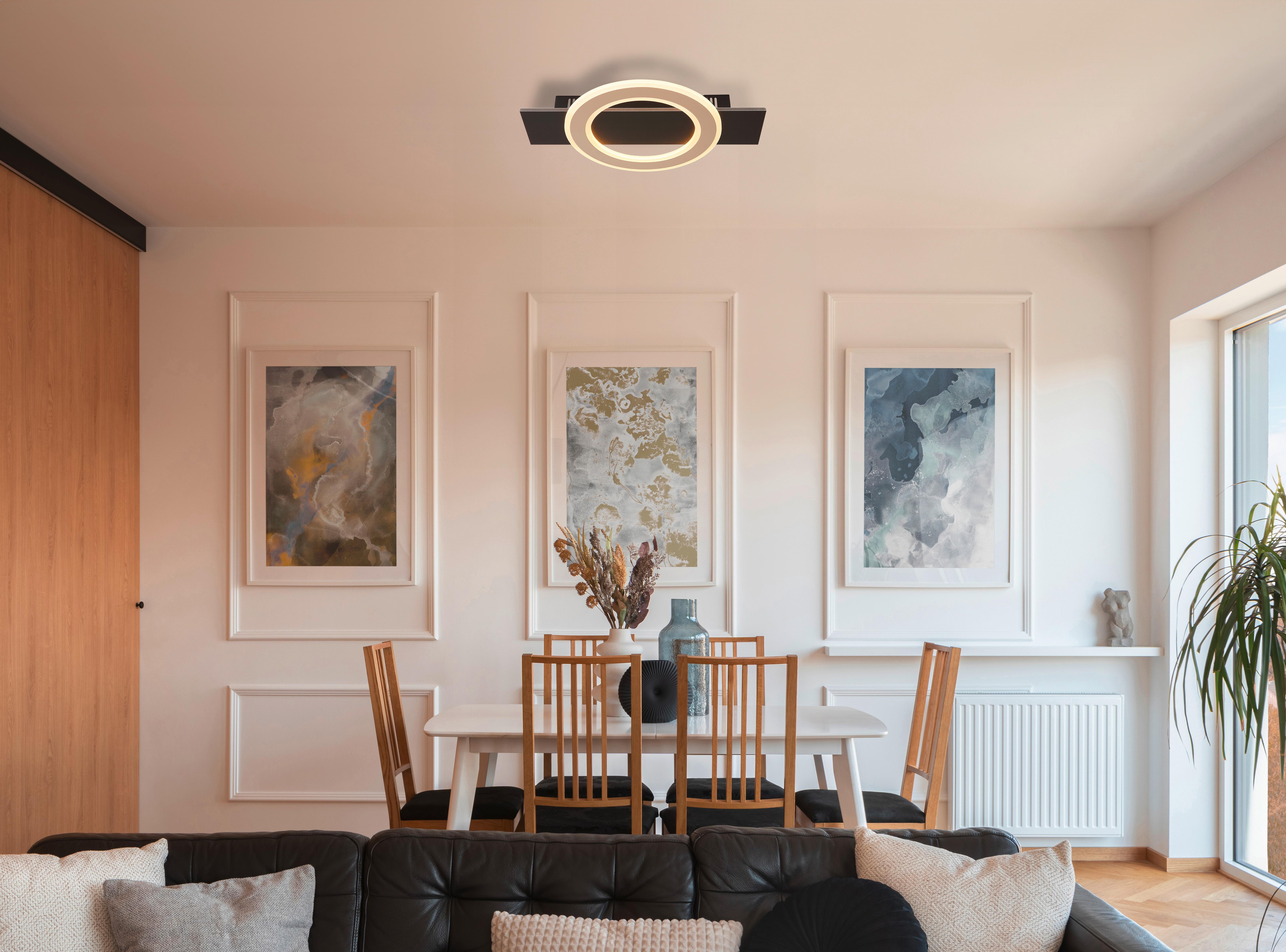 LED-DECKENLEUCHTE 48034A-18 JAYDEN - Champagner/Dunkelbraun, Design, Holzwerkstoff/Kunststoff (44/29/5,2cm) - Globo