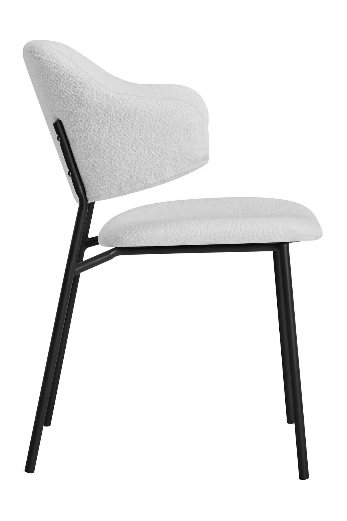 Set Naslanjačev Bouclé, Bela, 2-Delni - črna/bela, Moderno, kovina/tekstil (54/83/59cm) - Livetastic