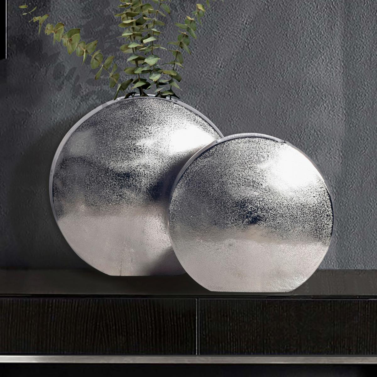 DEKOVASE Dekovase 2er Set Silber - Silberfarben, Design, Metall (35/34/13,5cm) - Livetastic