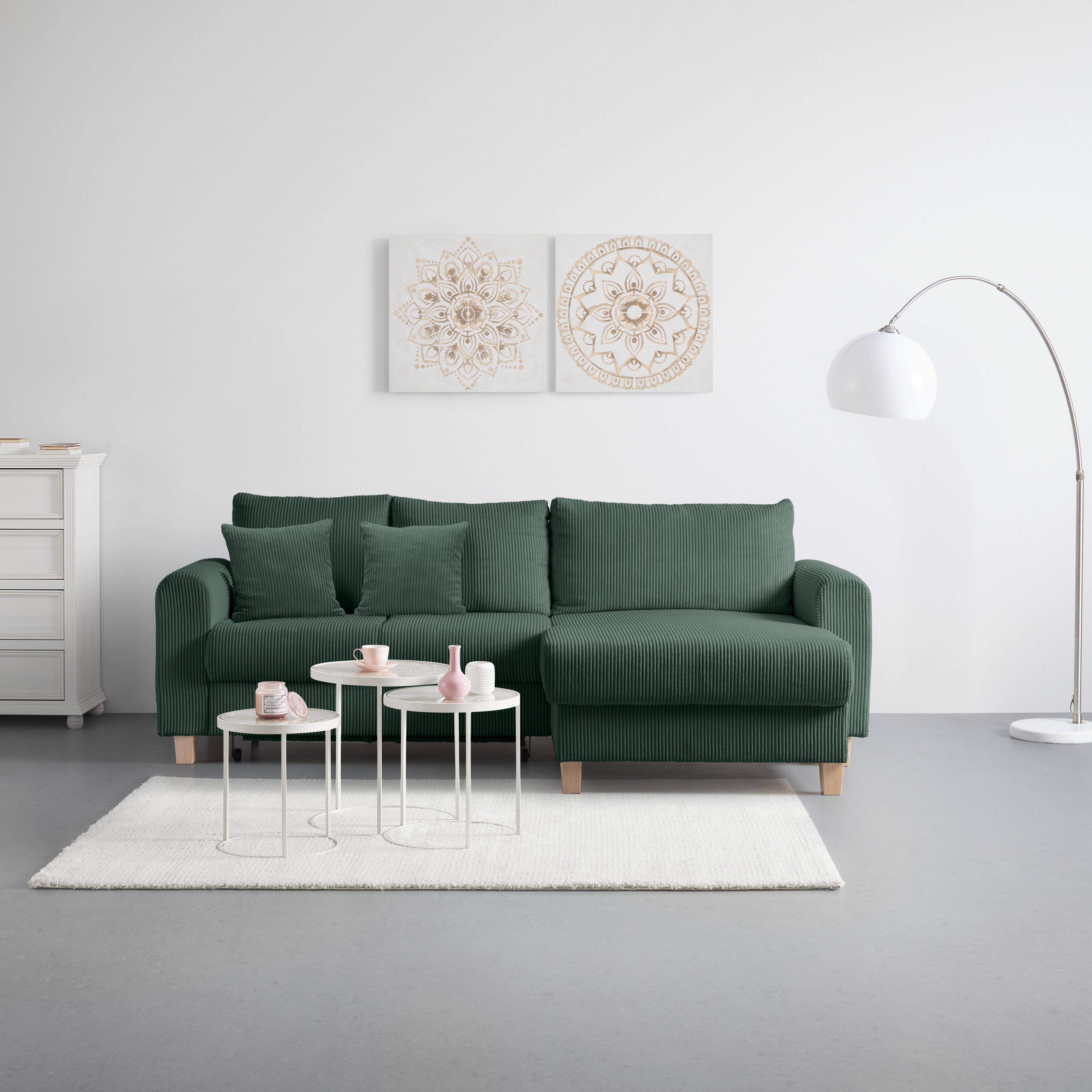 Kutna Garnitura Lille - zelena/svijetlo smeđa, Moderno, tekstil/drvo (232/110/156cm) - Best Price