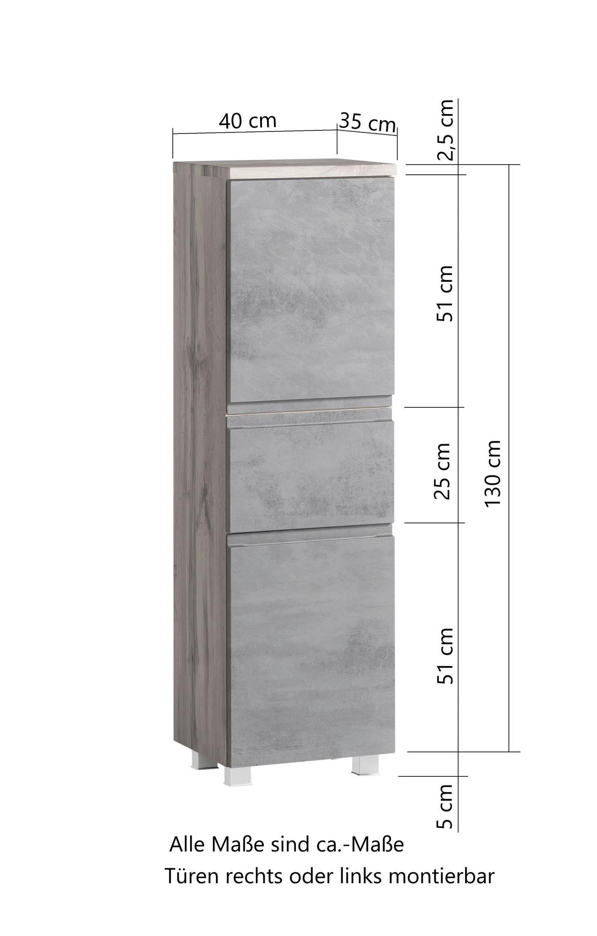 Midischrank Varese ca. 40x130 cm Weiß/Eiche - Eiche Wotan/Weiß, MODERN, Holzwerkstoff (40/130/35cm) - Held