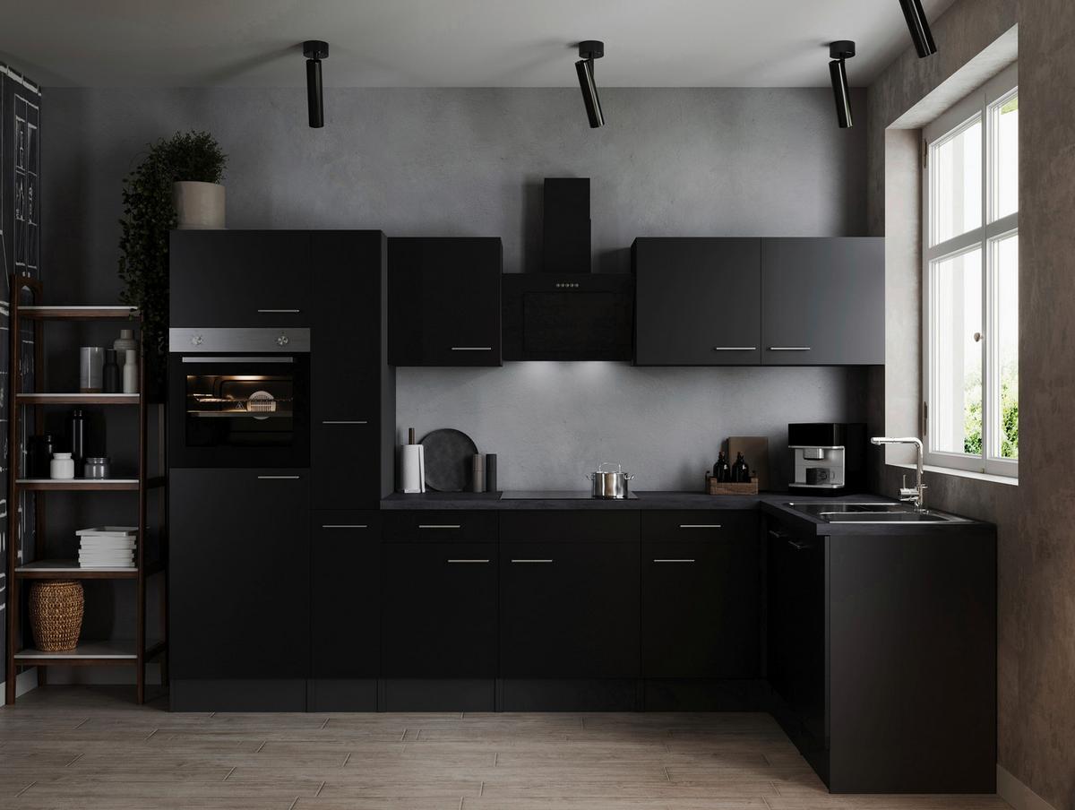 Kotna Kuhinja Z Aparati Oliver, 310x172cm - srebrne barve/črna, Design, kovina/leseni material (310/172cm) - Respekta