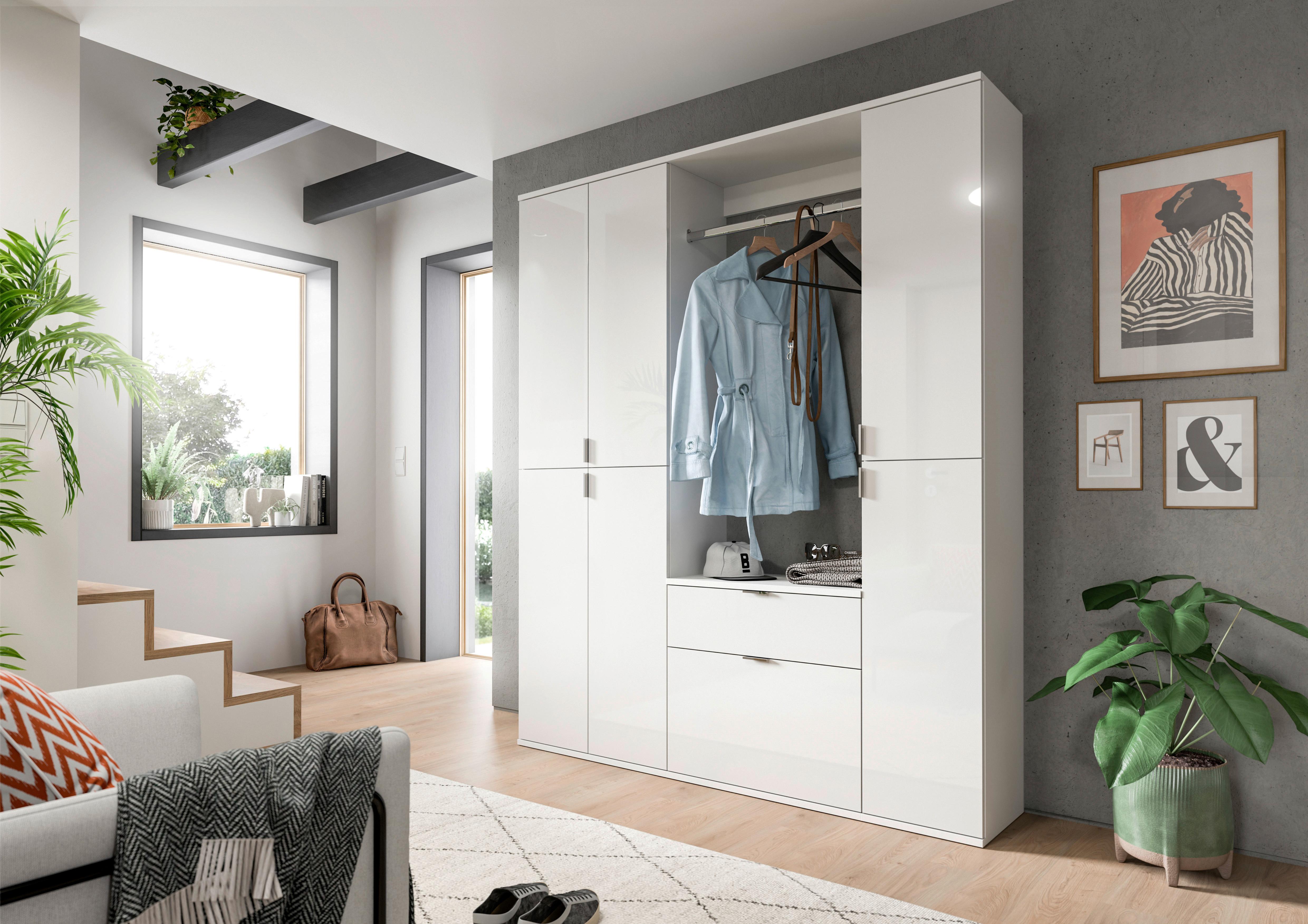 Predsoba Projekt X - bela/visoki sijaj, Moderno, leseni material (152/193/34cm) - MID.YOU