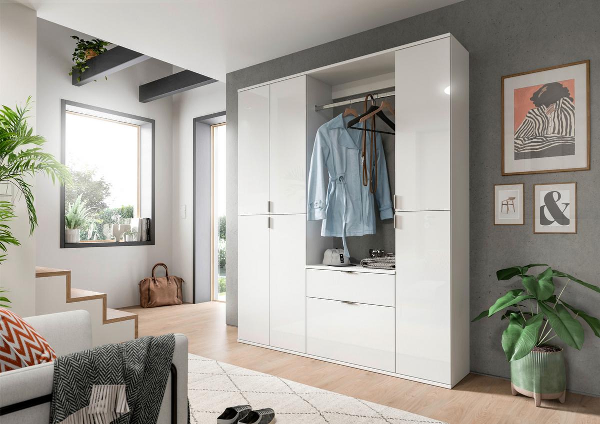 Garderobe Projekt X ca. 152x193 cm Weiß - Weiß Hochglanz, MODERN, Holzwerkstoff (152/193/34cm) - MID.YOU