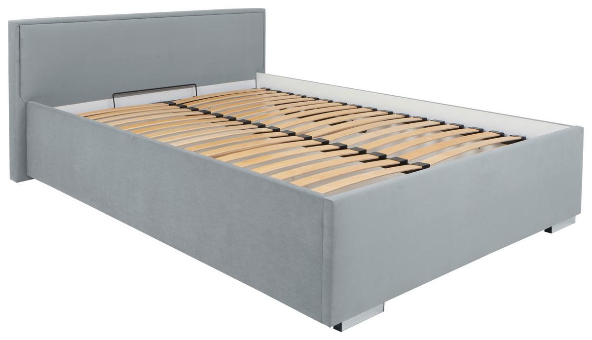 Oblazinjena Postelja Anadia, Siva, 140x200 - barve kroma/siva, Moderno, kovina/tekstil (140/200cm) - MID.YOU