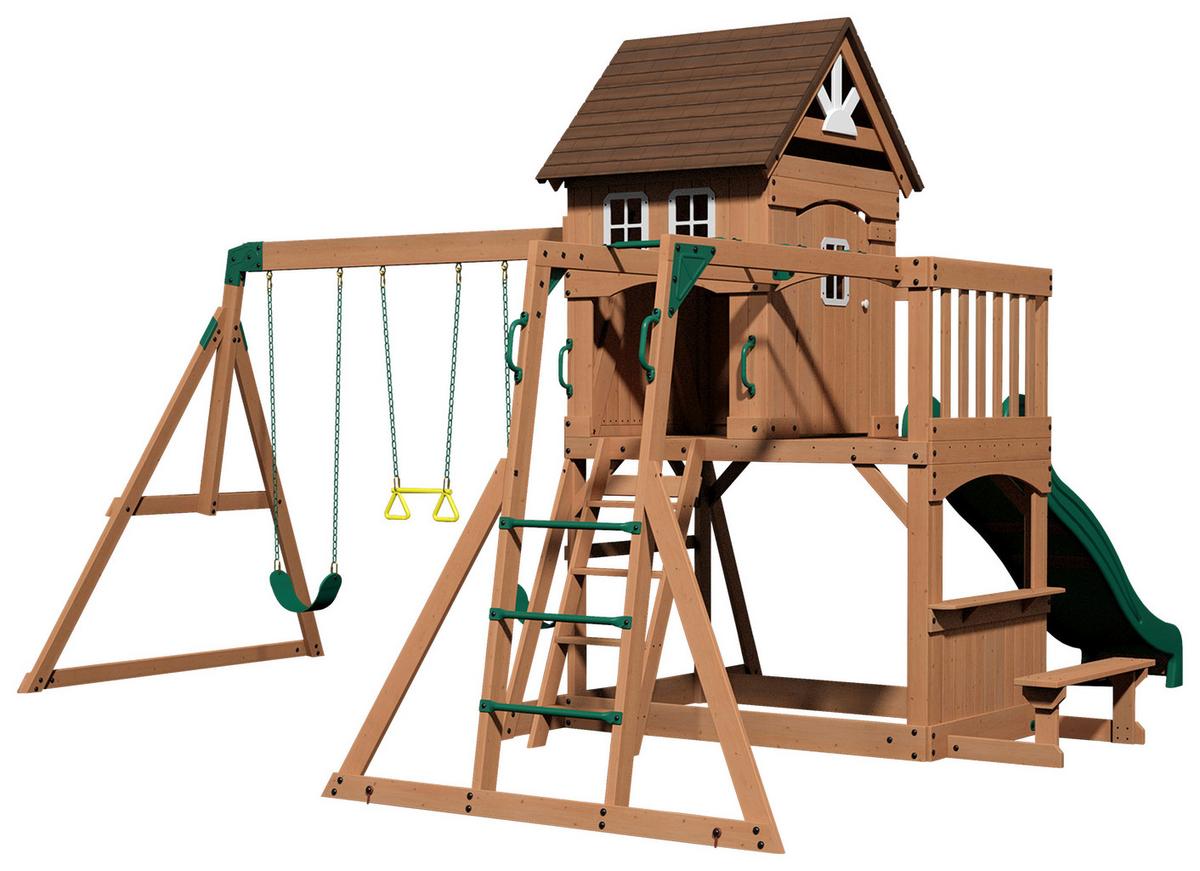 Spielturm Montpelier Braun/Grün - Braun/Grün, KONVENTIONELL, Holz (490/470/290cm) - Ambia Garden