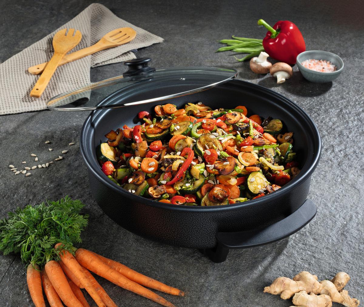 PATELNIA ELEKTRYCZNA 12316 - czarny, Basics, tworzywo sztuczne/metal (41/45/17,5cm) - Gourmesto